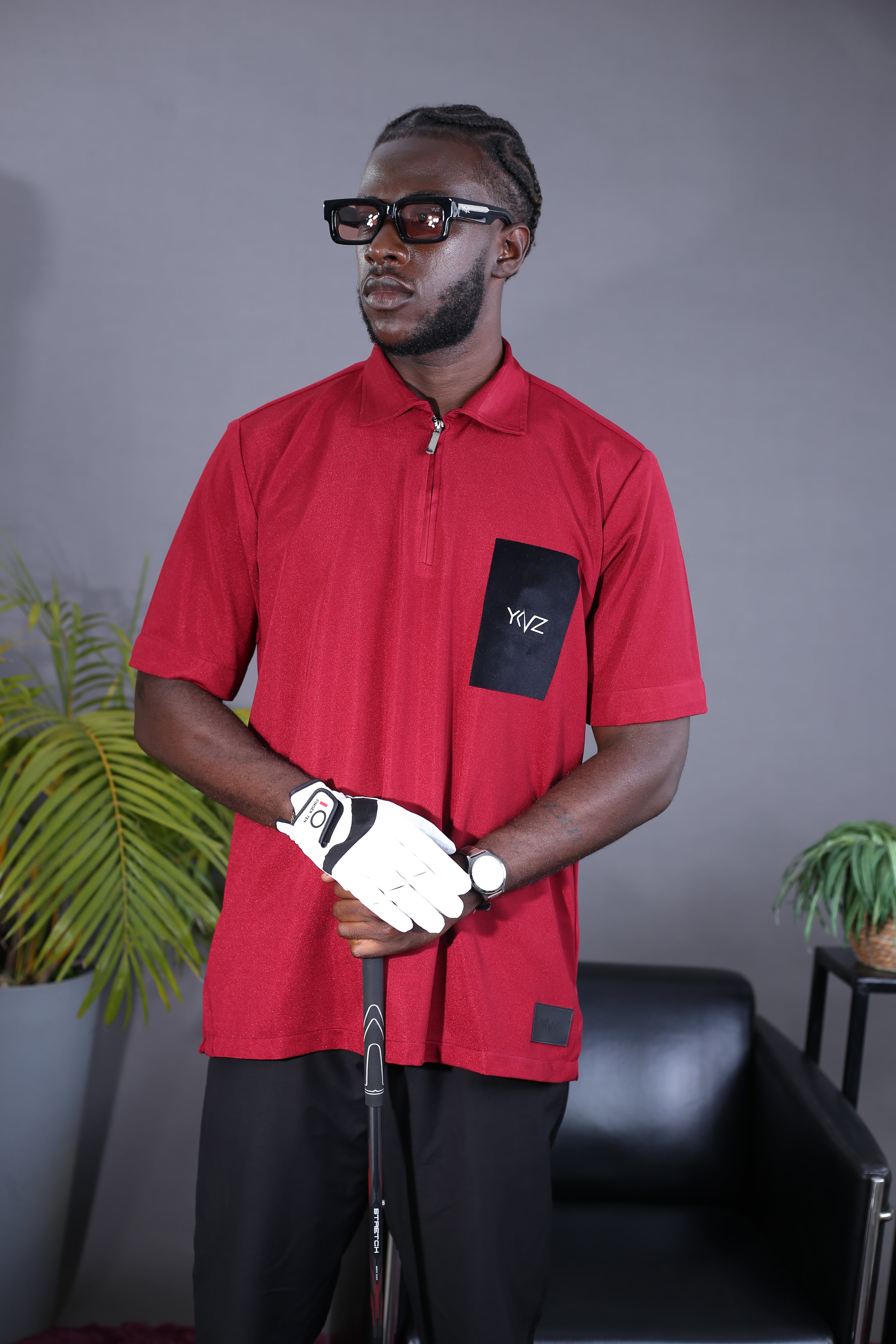 Polo Sport YKVZ Rouge Bordeaux – Signature Classique Noir