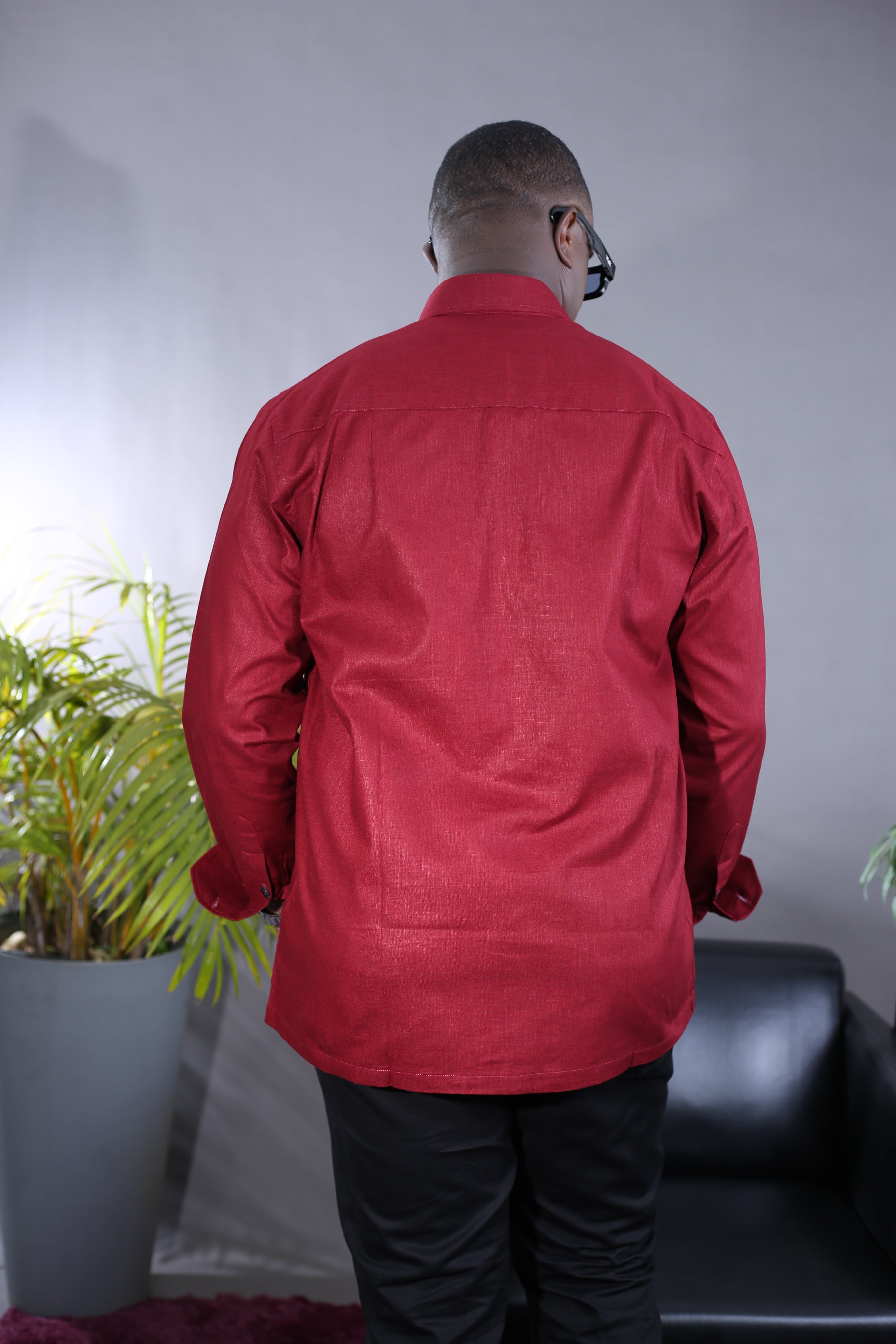 Chemise Mandala II  Lin Rouge Bordeaux