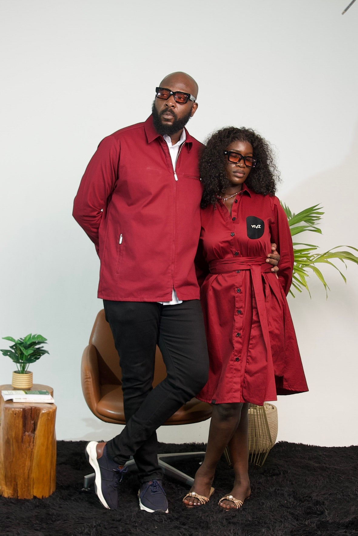 Robe Chemise LÉA II – Rouge | Signature D Fuchsia Noir