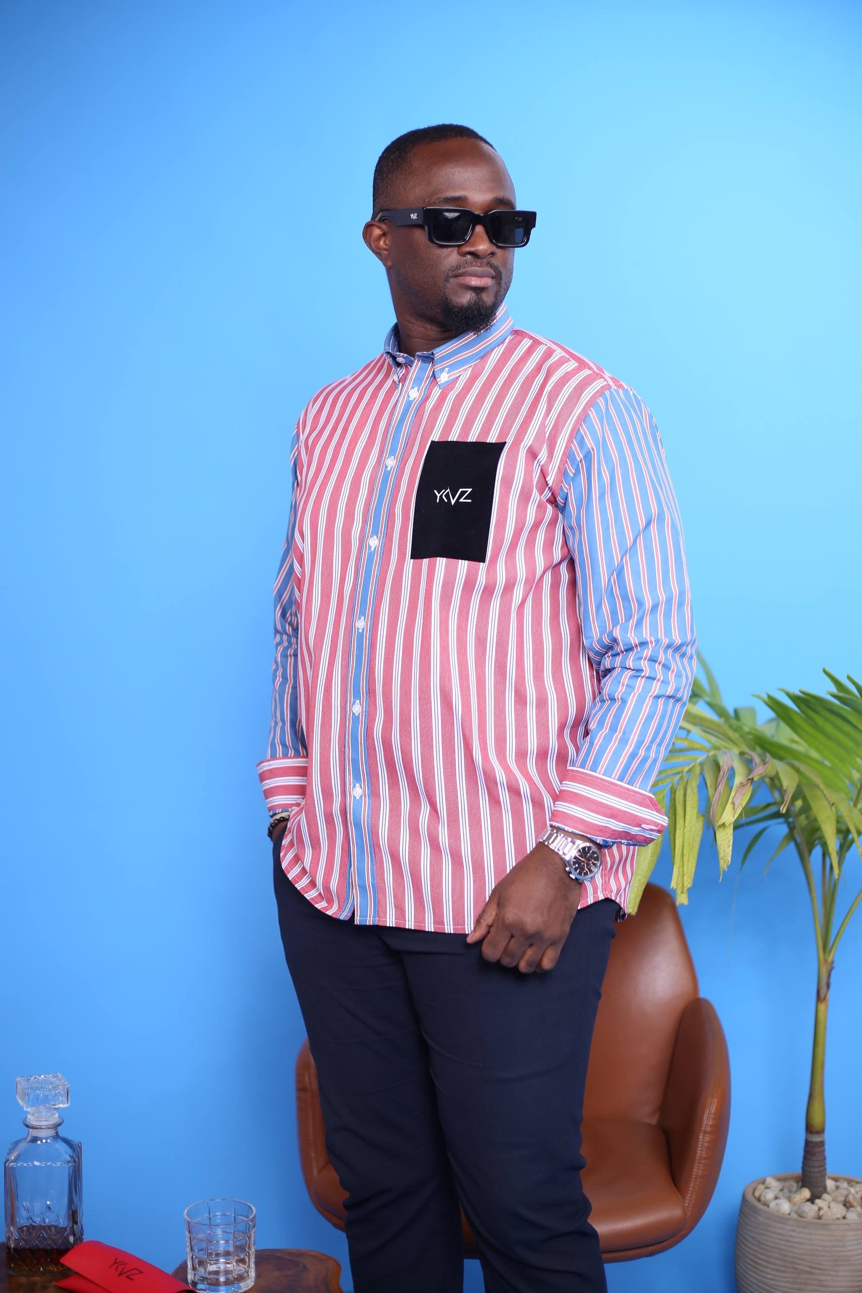 Chemise Oslo – Bicolore Bleu & Rouge  | Signature Classique Noir
