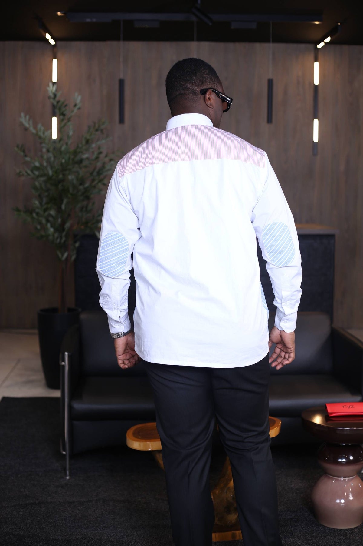 Chemise HARMONIA III- Rayure Bleu/Rose| Signature Classique Noire