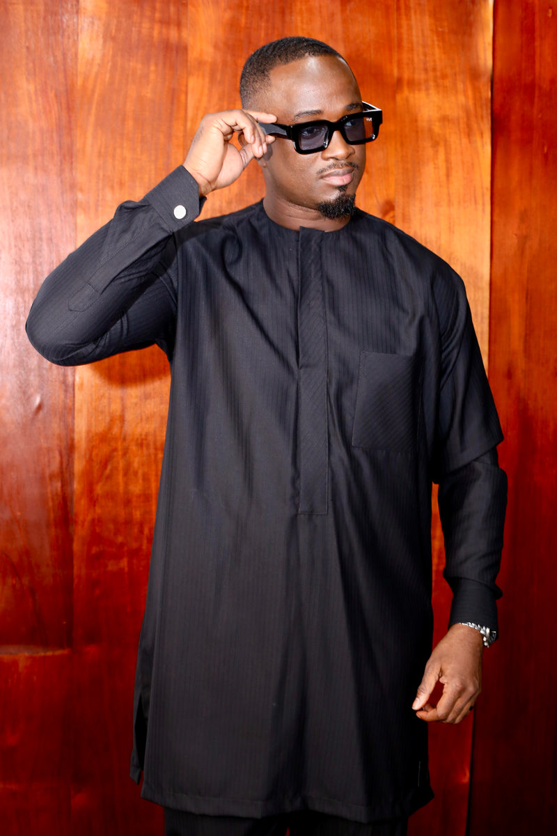 Ensemble Tunique Dùndú Rayé Noir