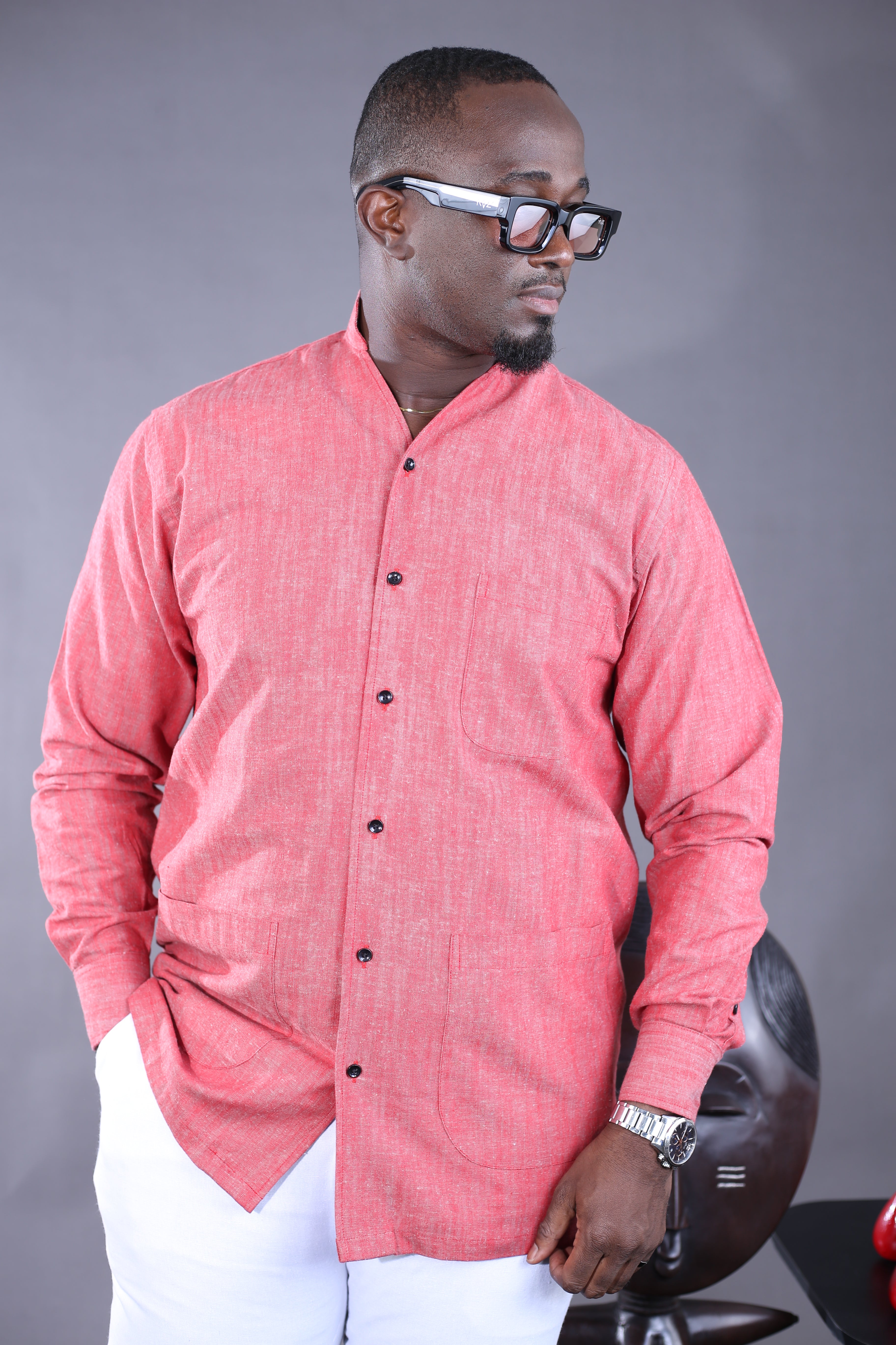 Kintu II Red Linen Shirt