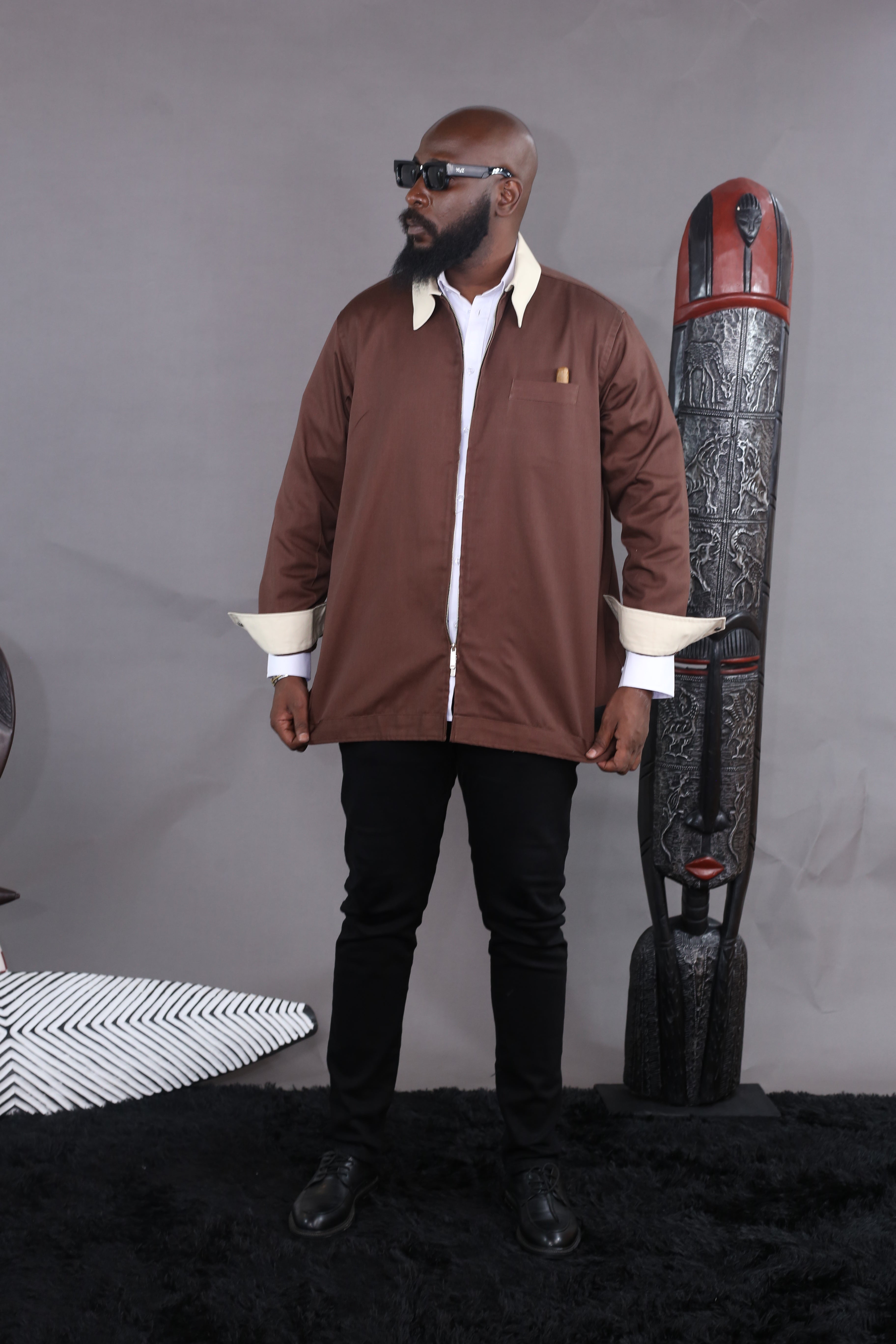 Aviator Zip II overshirt brown/beige
