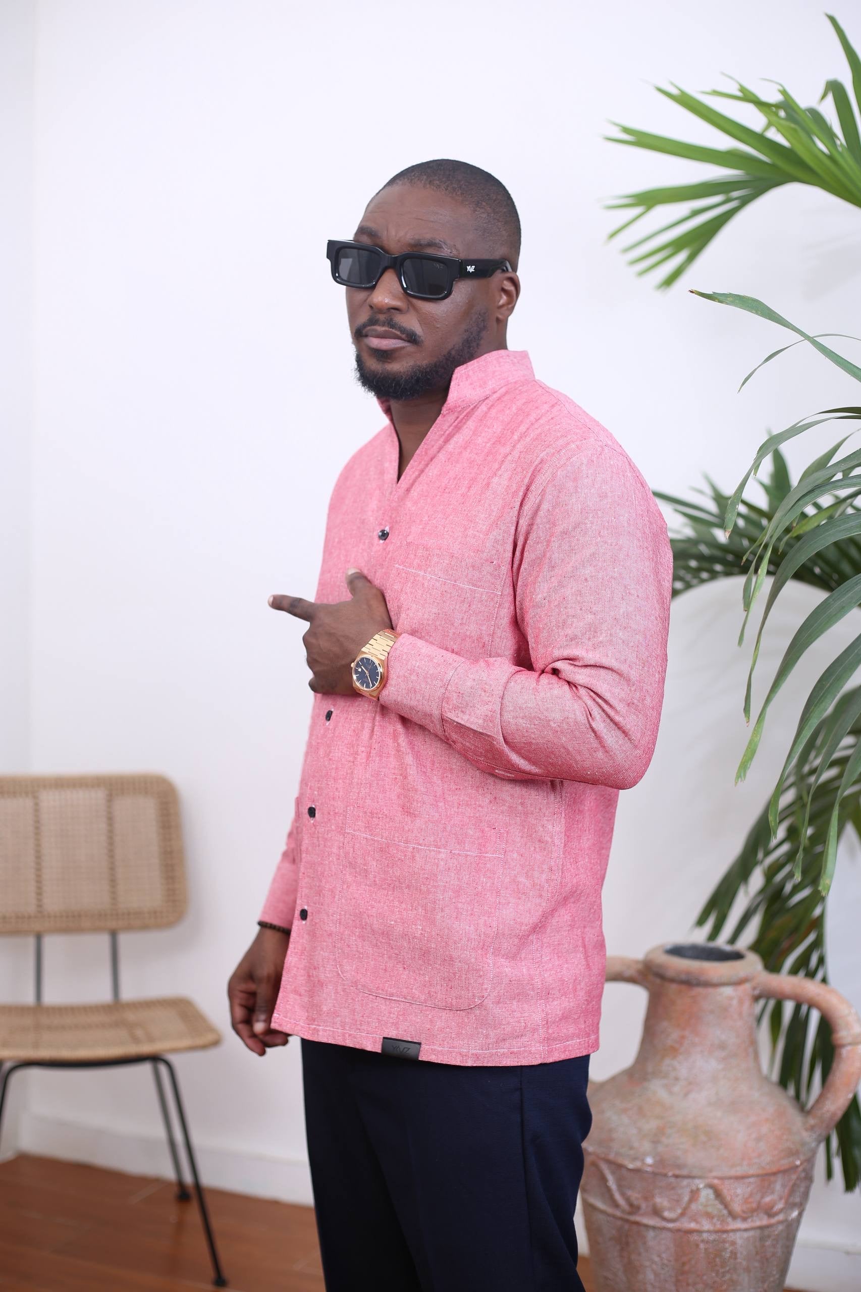 Kintu II Red Linen Shirt