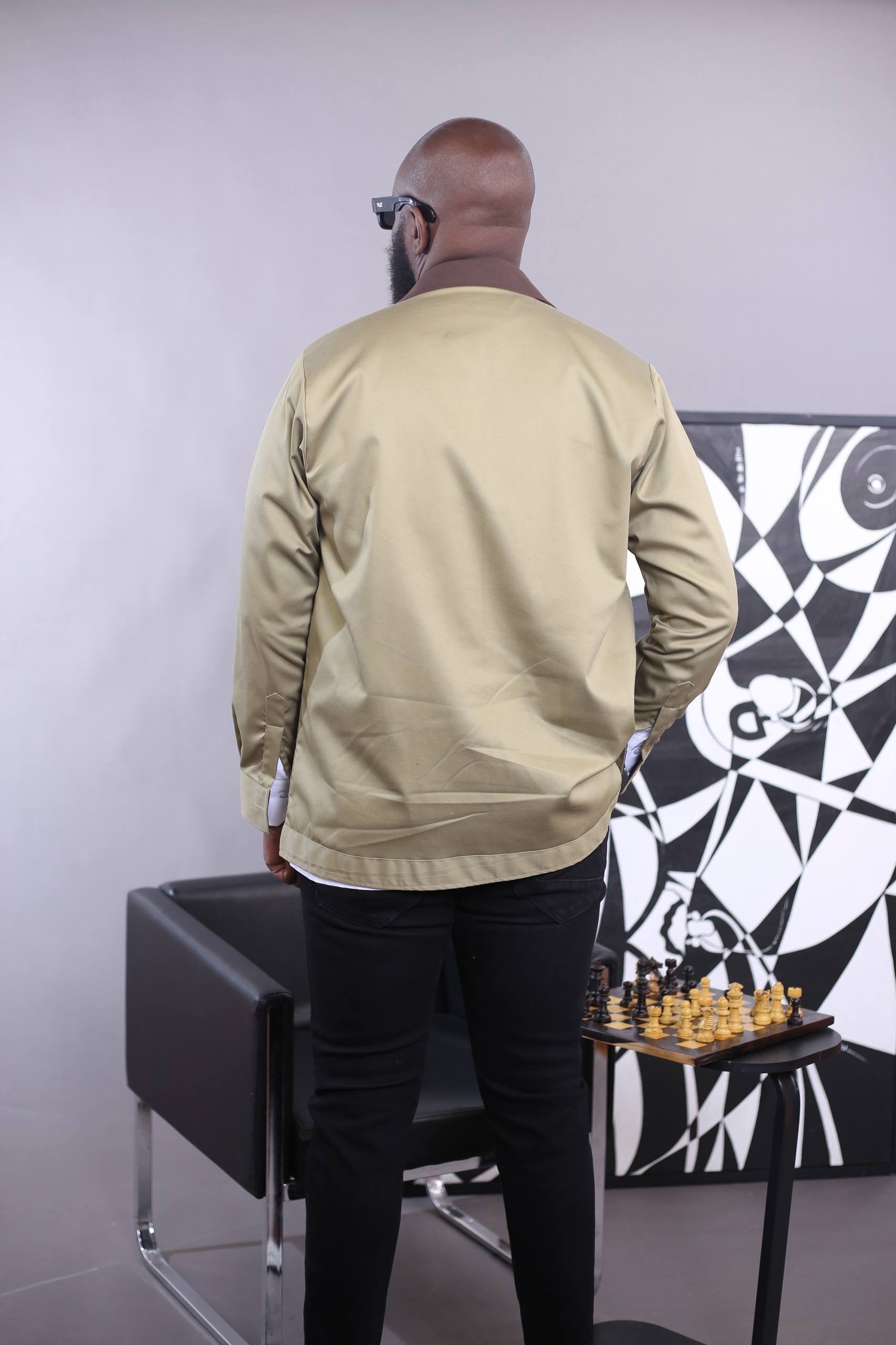 Surchemise Aviator Zip II - Vert olive/ Marron