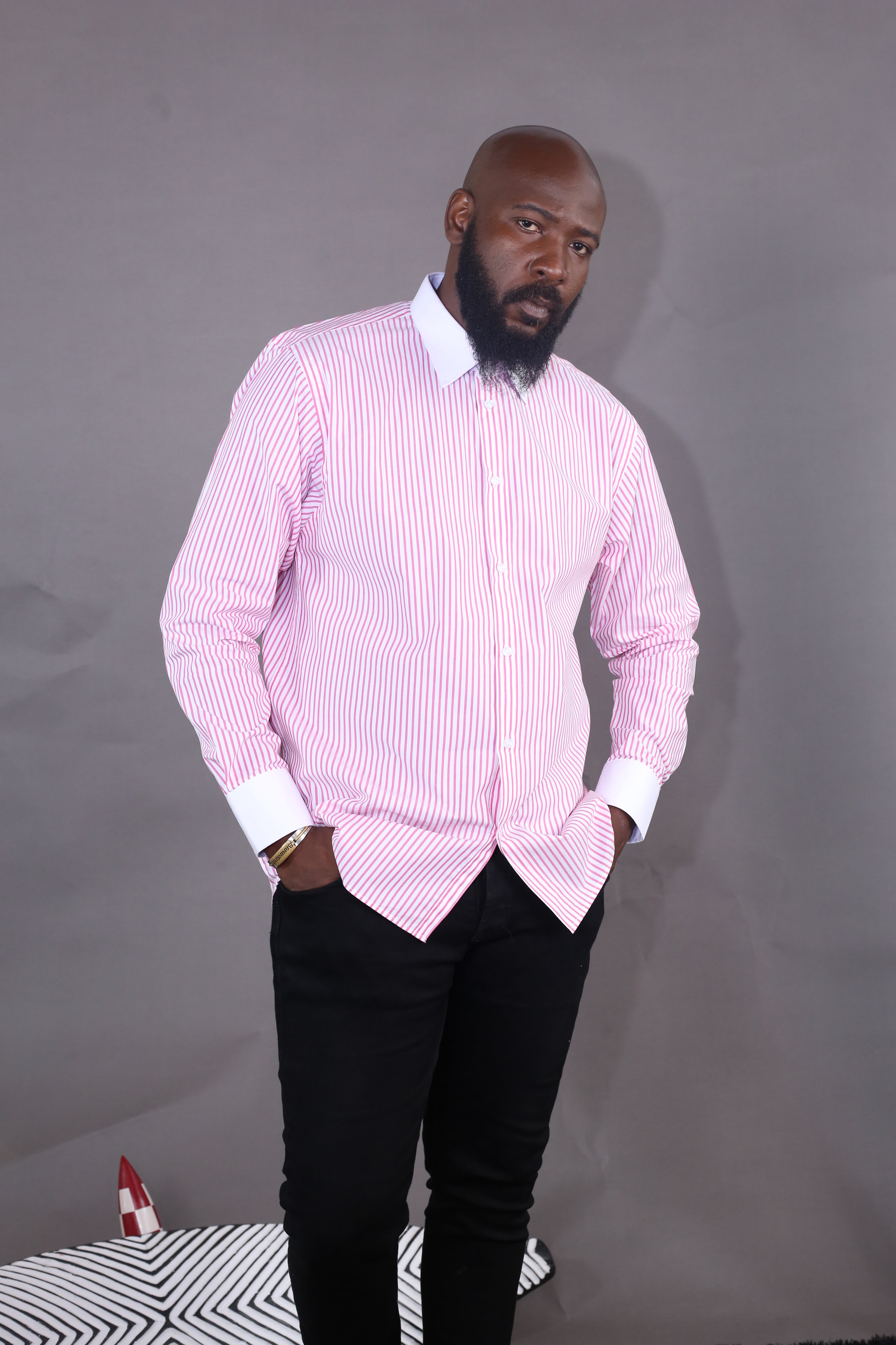 Chemise Wall Street rayures Rose/blanc