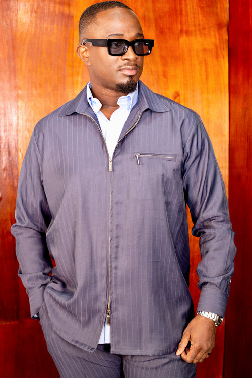 Ensemble Surchemise Maaru Bleu à Rayure par YKVZ