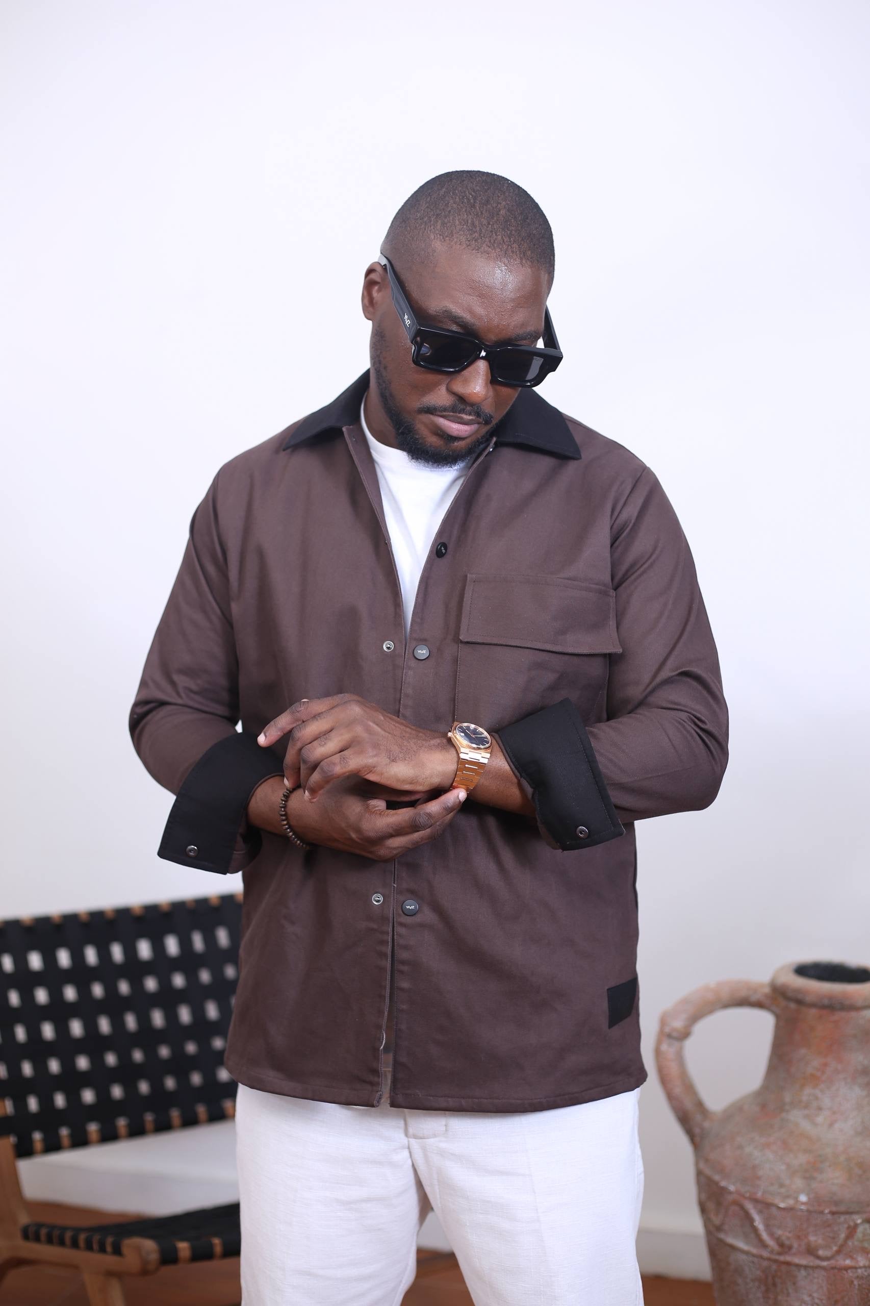 Surchemise Aviator - Marron/ Noir