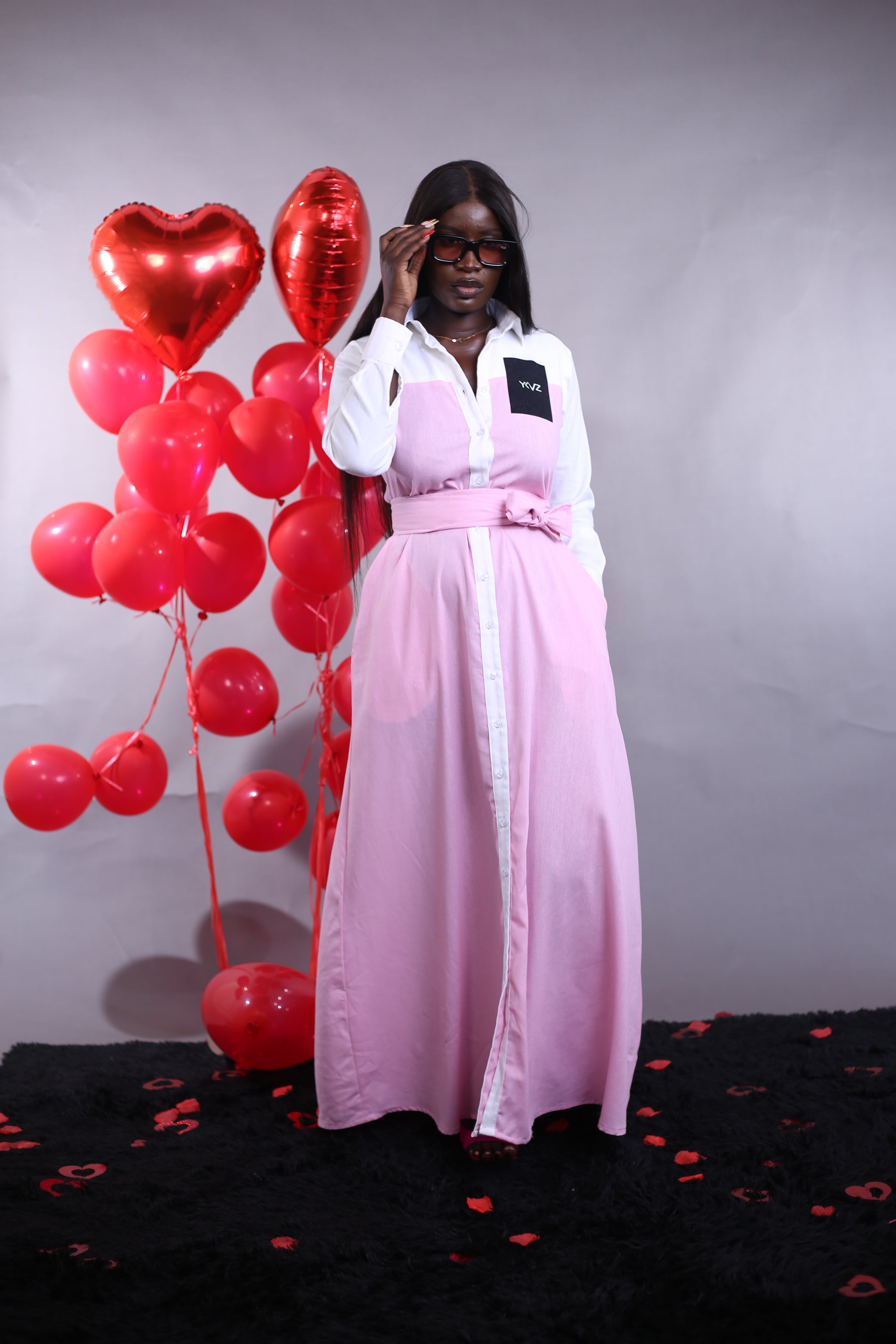 Robe Longue Duality Signature Rose Blanc