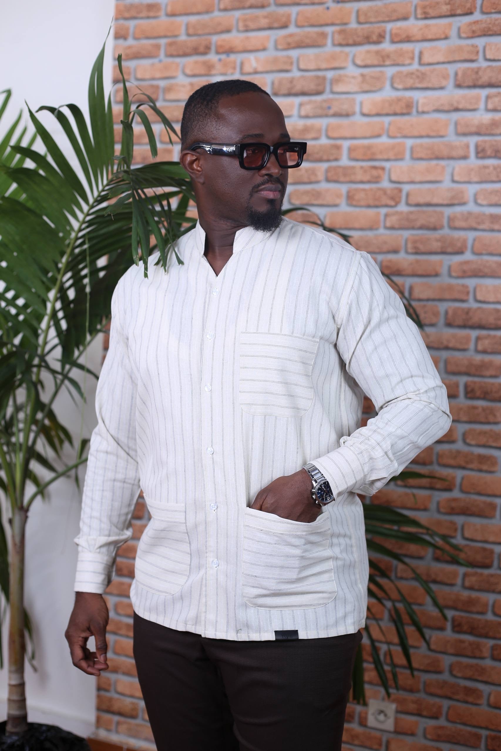 Chemise Kintu II - Rayure Beige&Blanc
