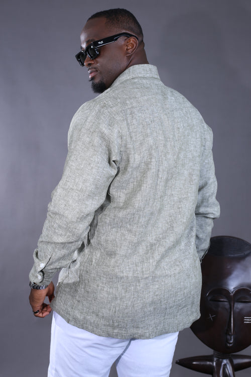 Chemise Mandala Lin Gris