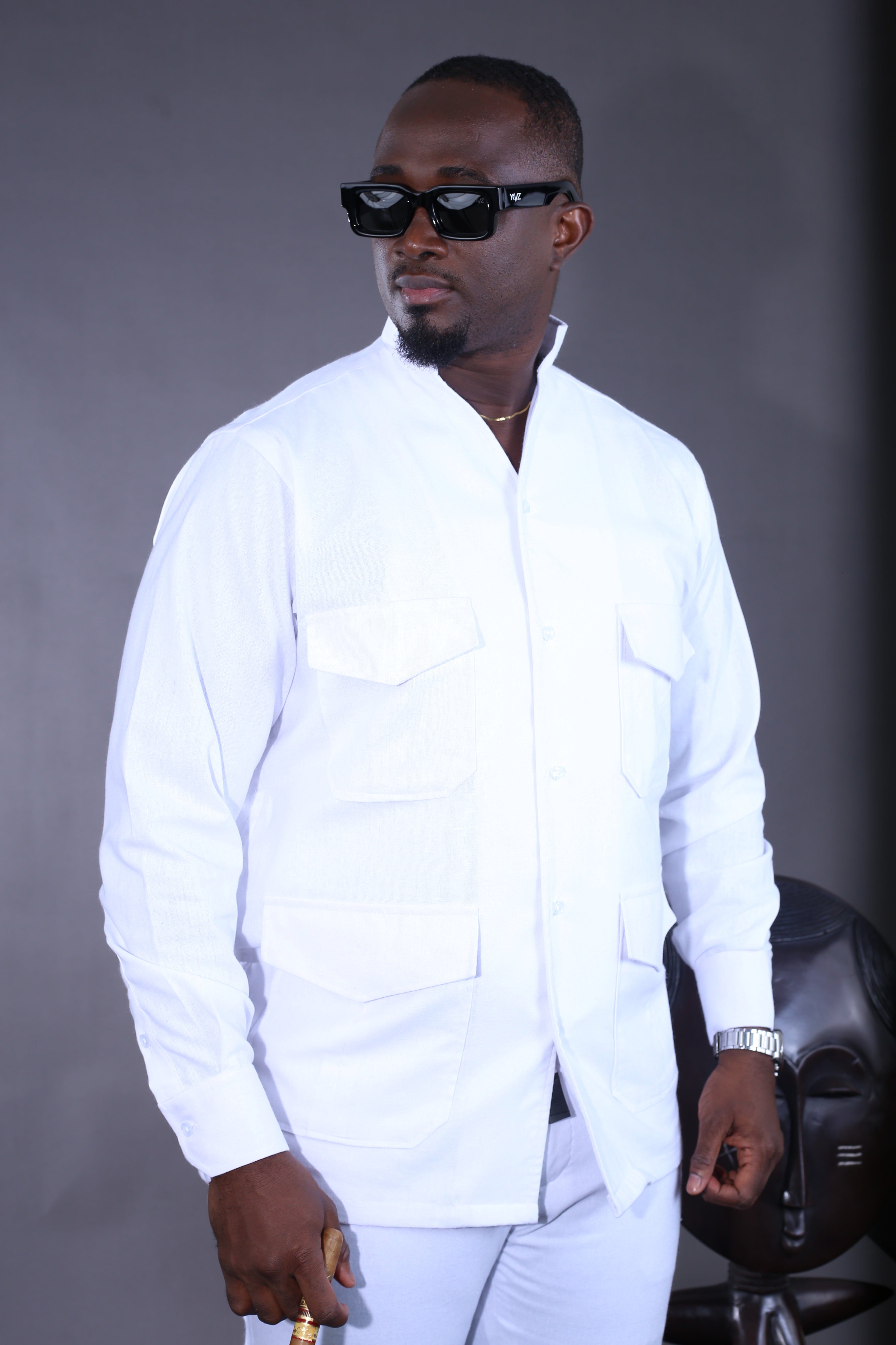 Leuco White Linen Shirt Set