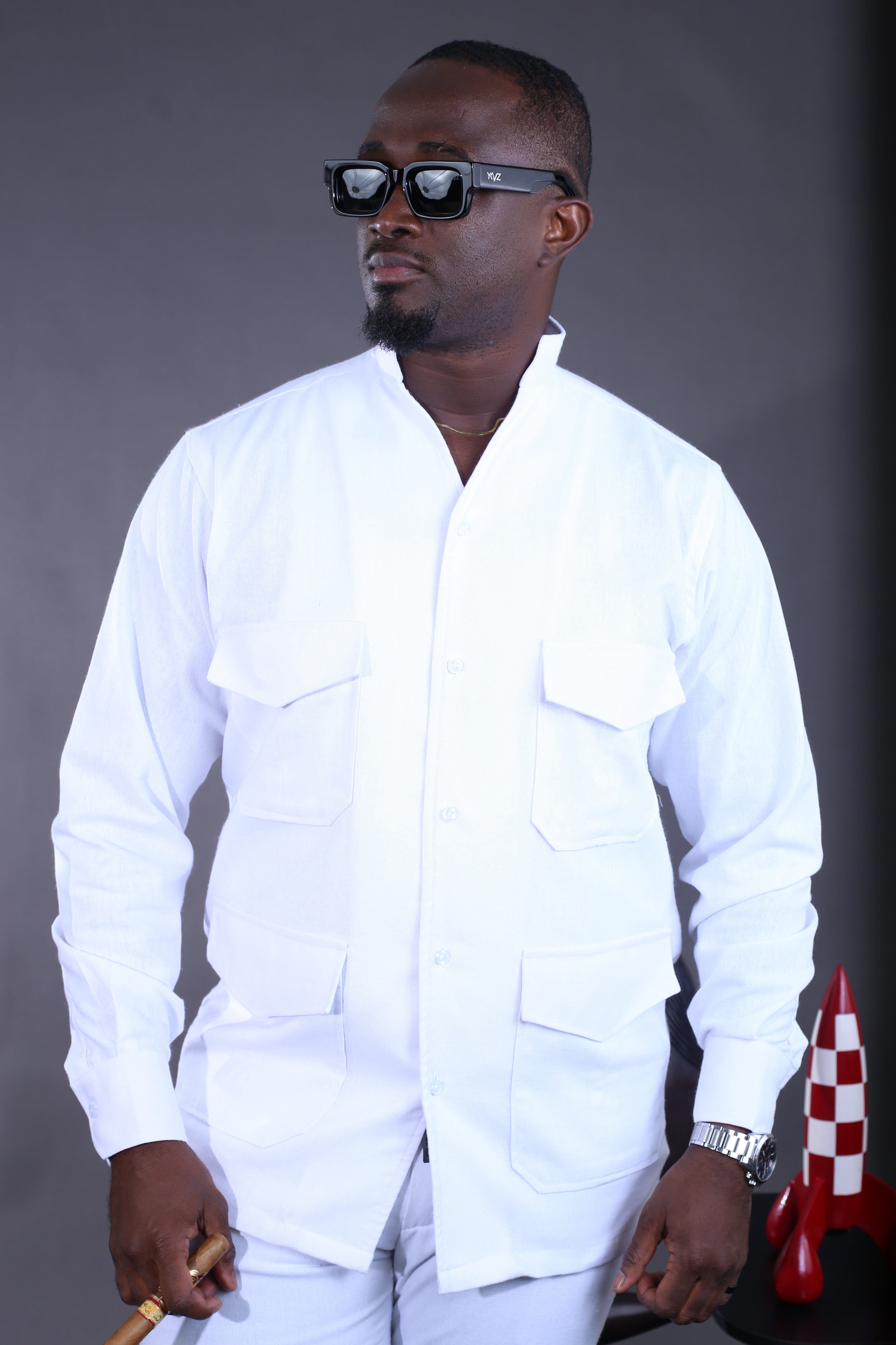 Leuco White Linen Shirt Set