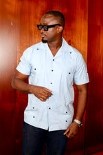 Chemise Cubano MC bleu ciel