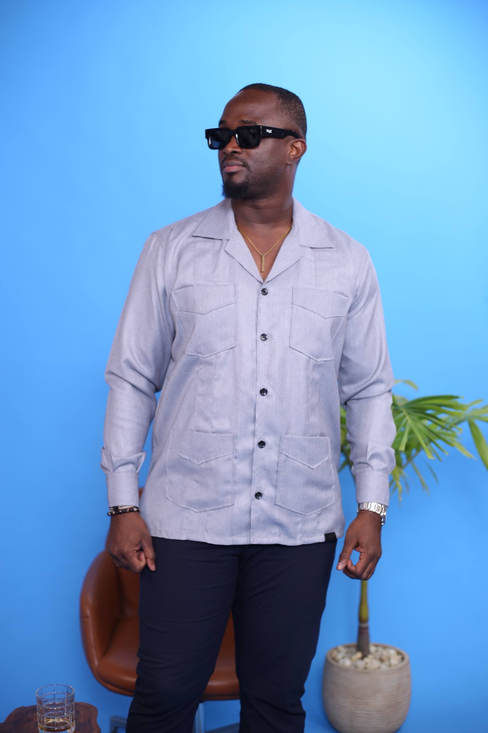 Chemise Cubano Quattro III - Lin Gris