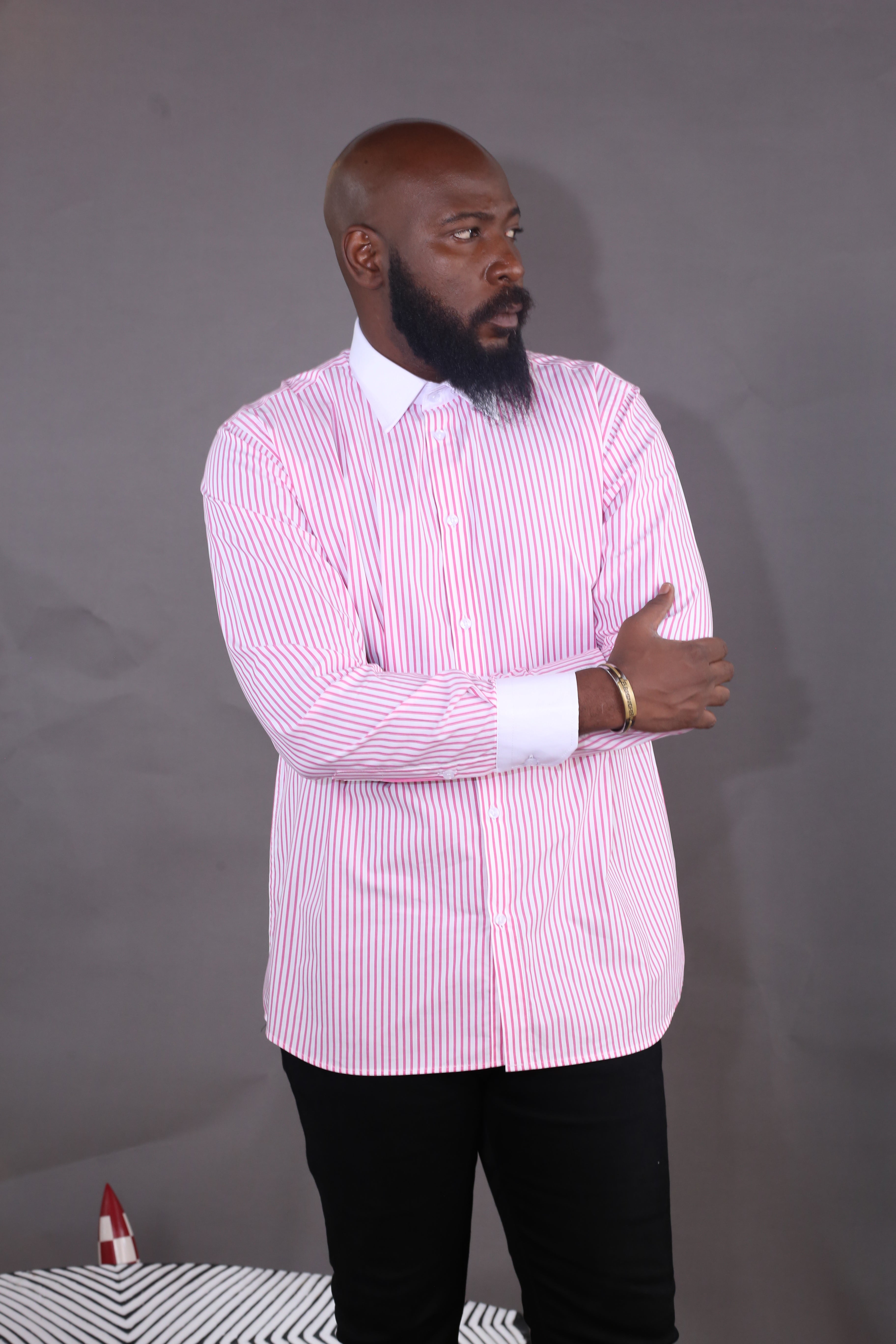 Chemise Wall Street rayures Rose/blanc