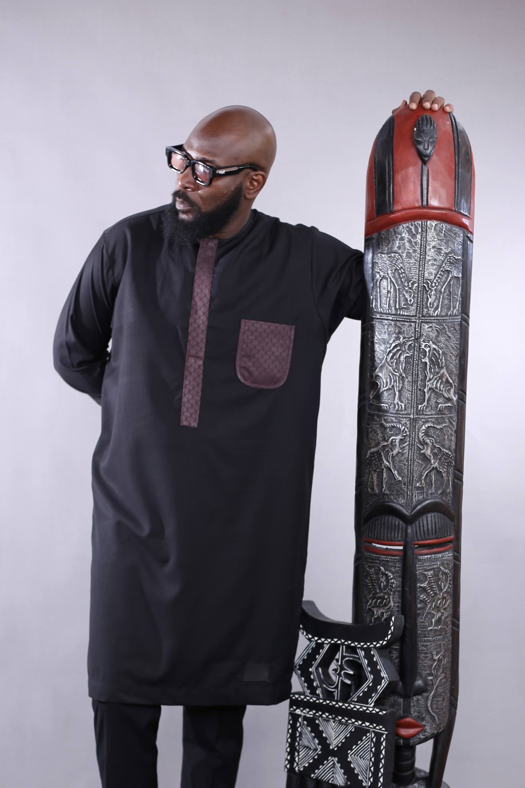 Ensemble Tunique SORAN | Noire détail Marron