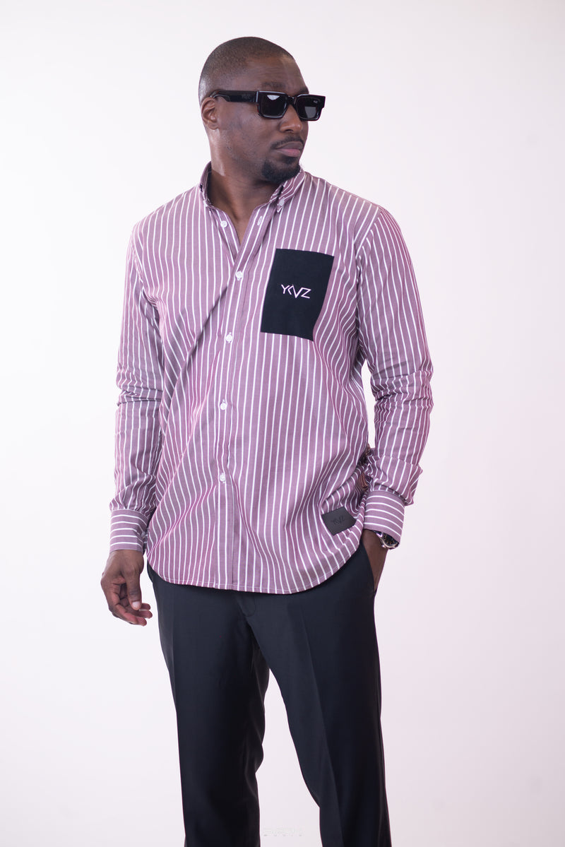 Chemise Lexington Signature Classique – Rayures Mauves & Blanches