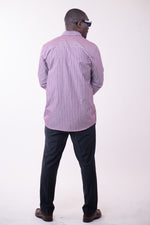 Chemise Lexington Signature Classique – Rayures Mauves & Blanches