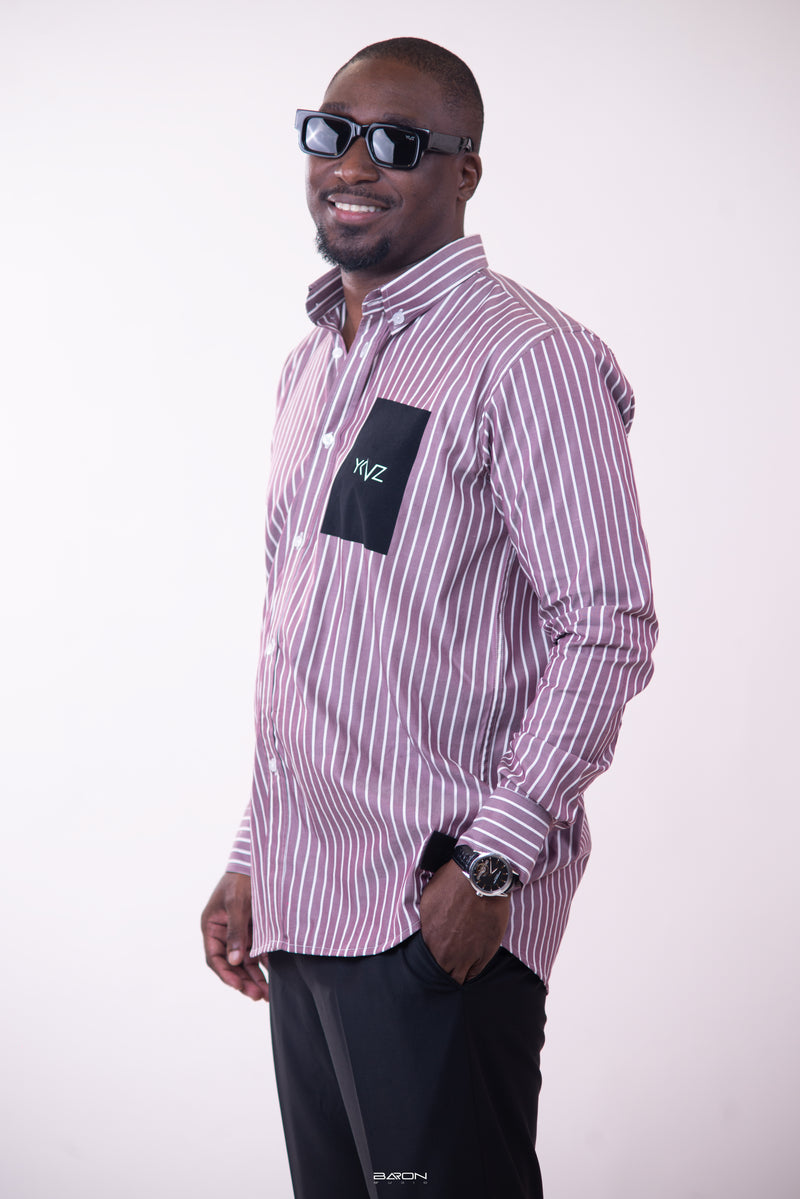 Chemise Lexington Signature Classique – Rayures Mauves & Blanches