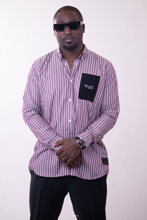 Chemise Lexington Signature Classique – Rayures Mauves & Blanches