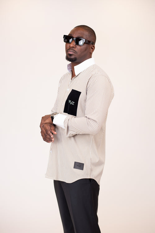 Chemise Oslo Signature Classique – Rayures Marron & Blanc