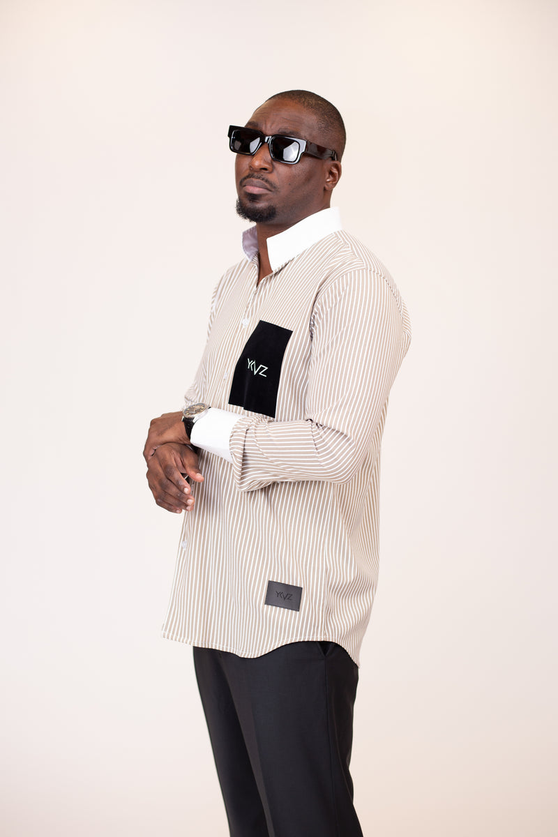 Chemise Oslo Signature Classique – Rayures Marron & Blanc