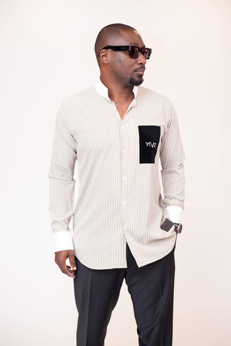 Chemise Oslo Signature Classique – Rayures Marron & Blanc