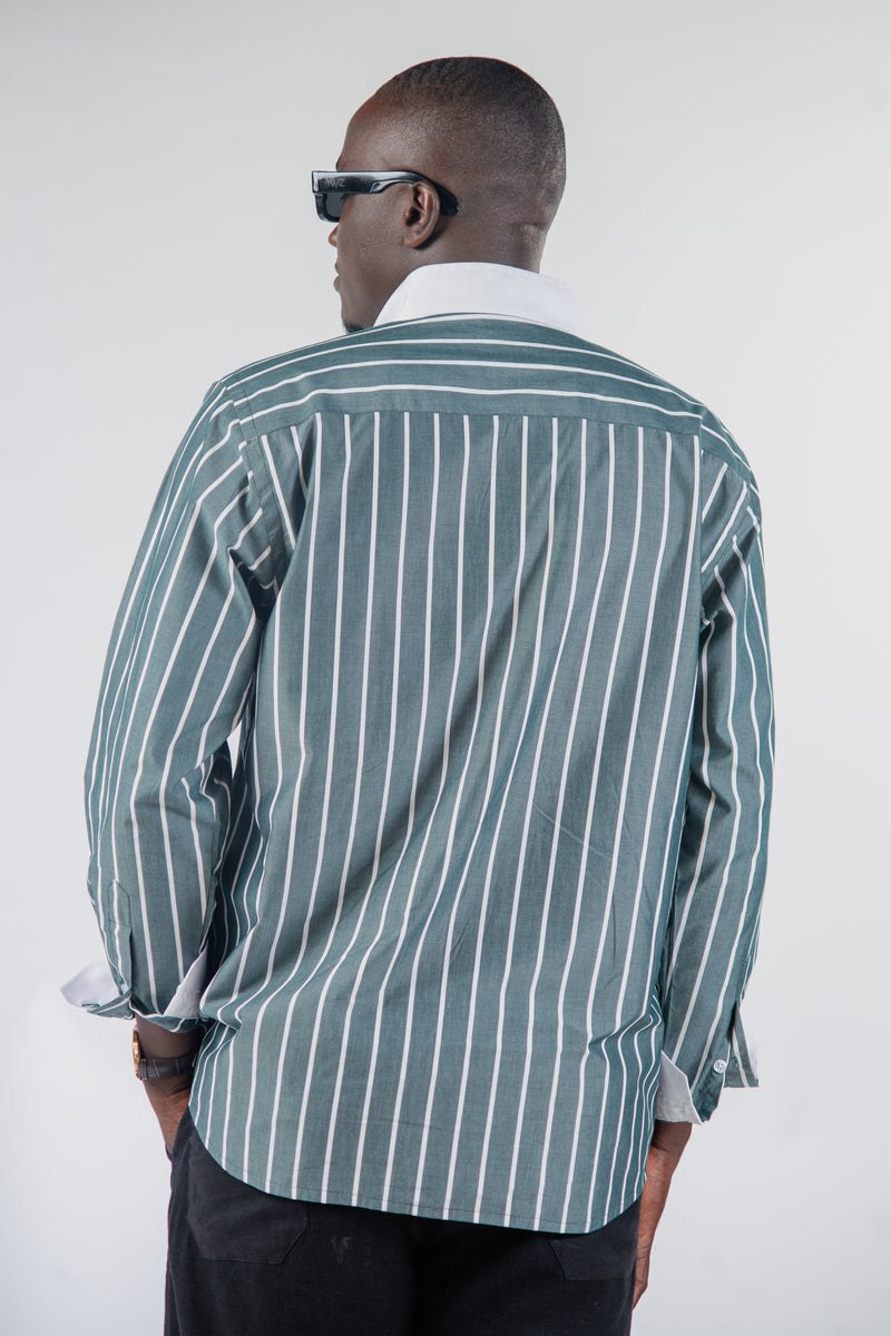 Chemise Oslo Signature Classique – Rayures Vert & Blanc