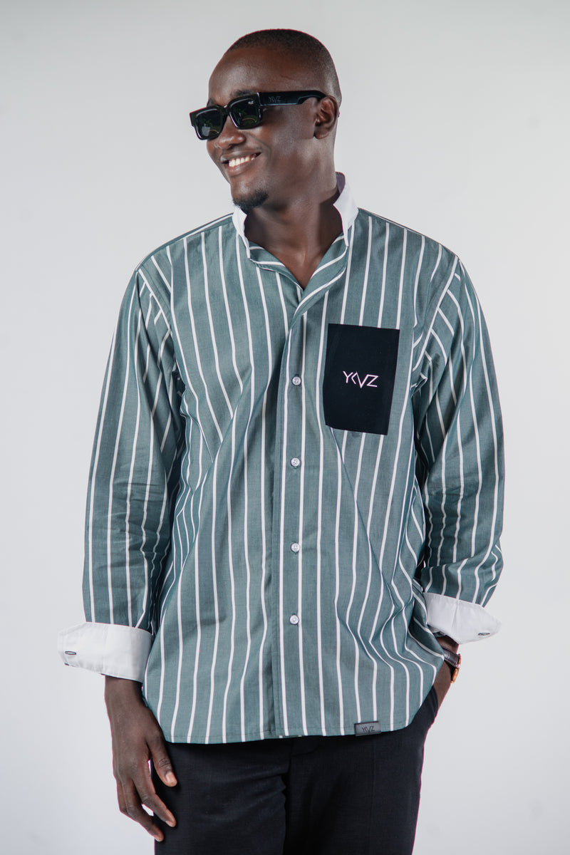 Chemise Oslo Signature Classique – Rayures Vert & Blanc