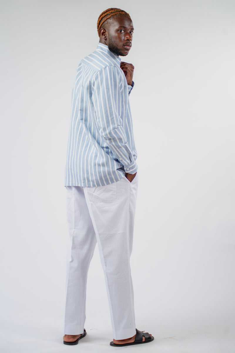 Chemise Kintu Lin Rayure Bleu Blanc
