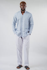 Chemise Kintu Lin Rayure Bleu Blanc