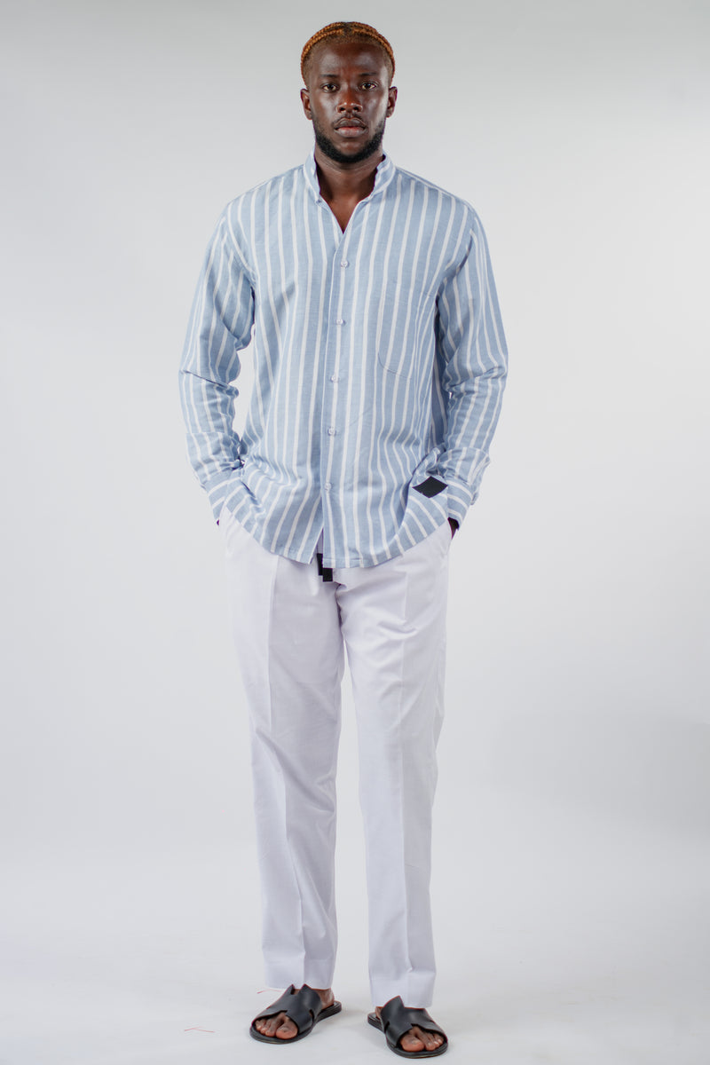 Chemise Kintu Lin Rayure Bleu Blanc