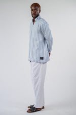 Chemise Kintu Lin Rayure Bleu Blanc