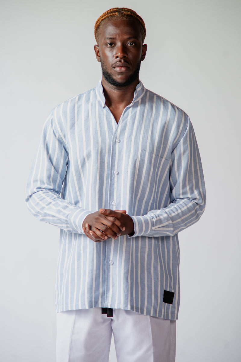 Chemise Kintu Lin Rayure Bleu Blanc