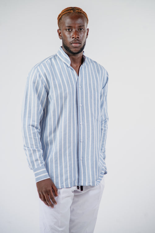 Chemise Kintu Lin Rayure Bleu Blanc
