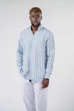 Chemise Kintu Lin Rayure Bleu Blanc