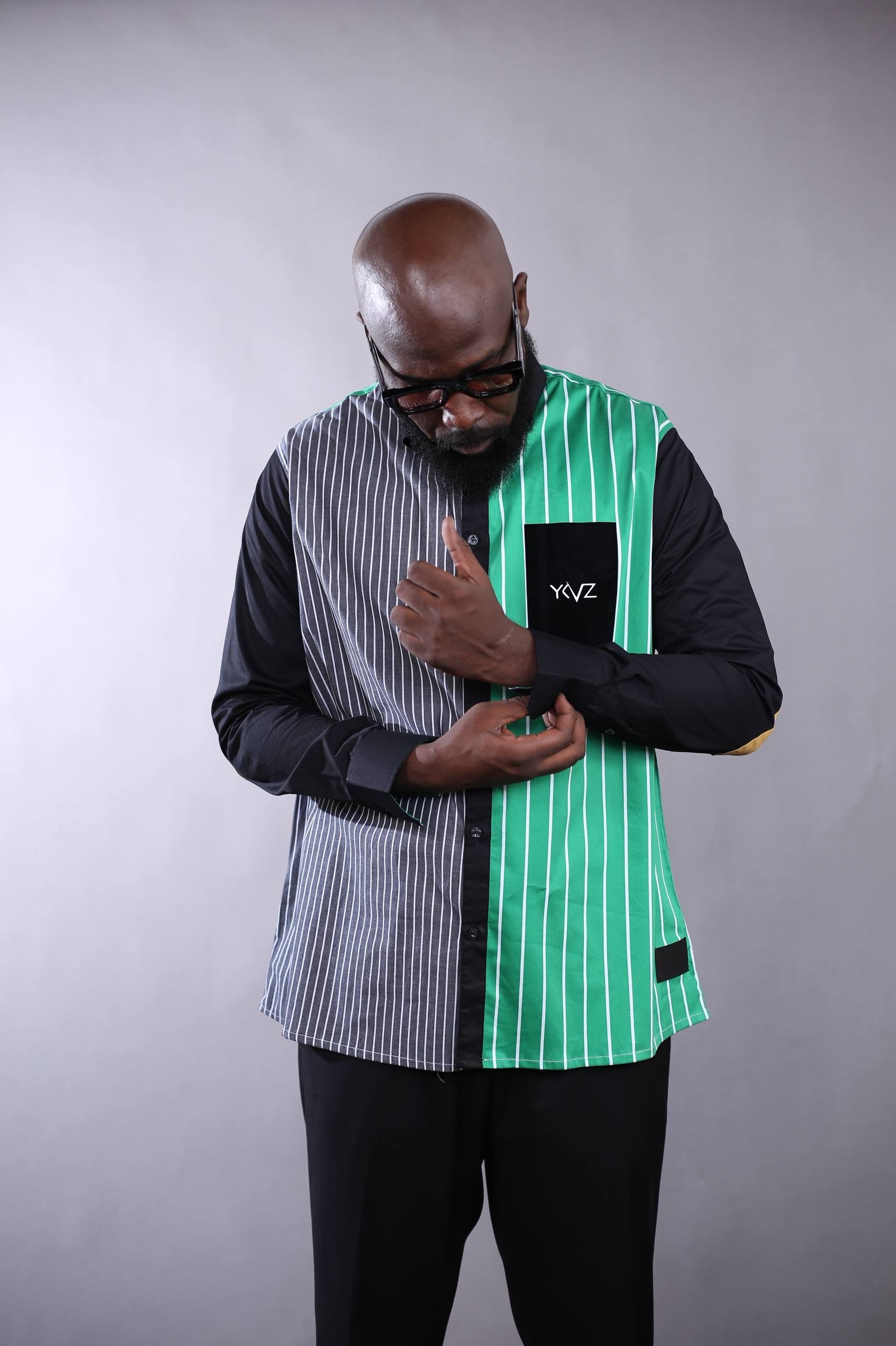 Chemise OSLO V – Rayures vert / Noir | Signature Classique Noire