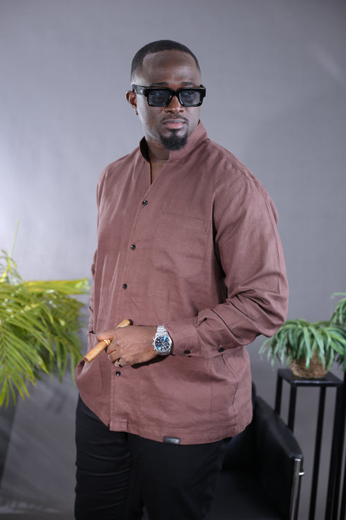 Chemise Kintu II Lin marron