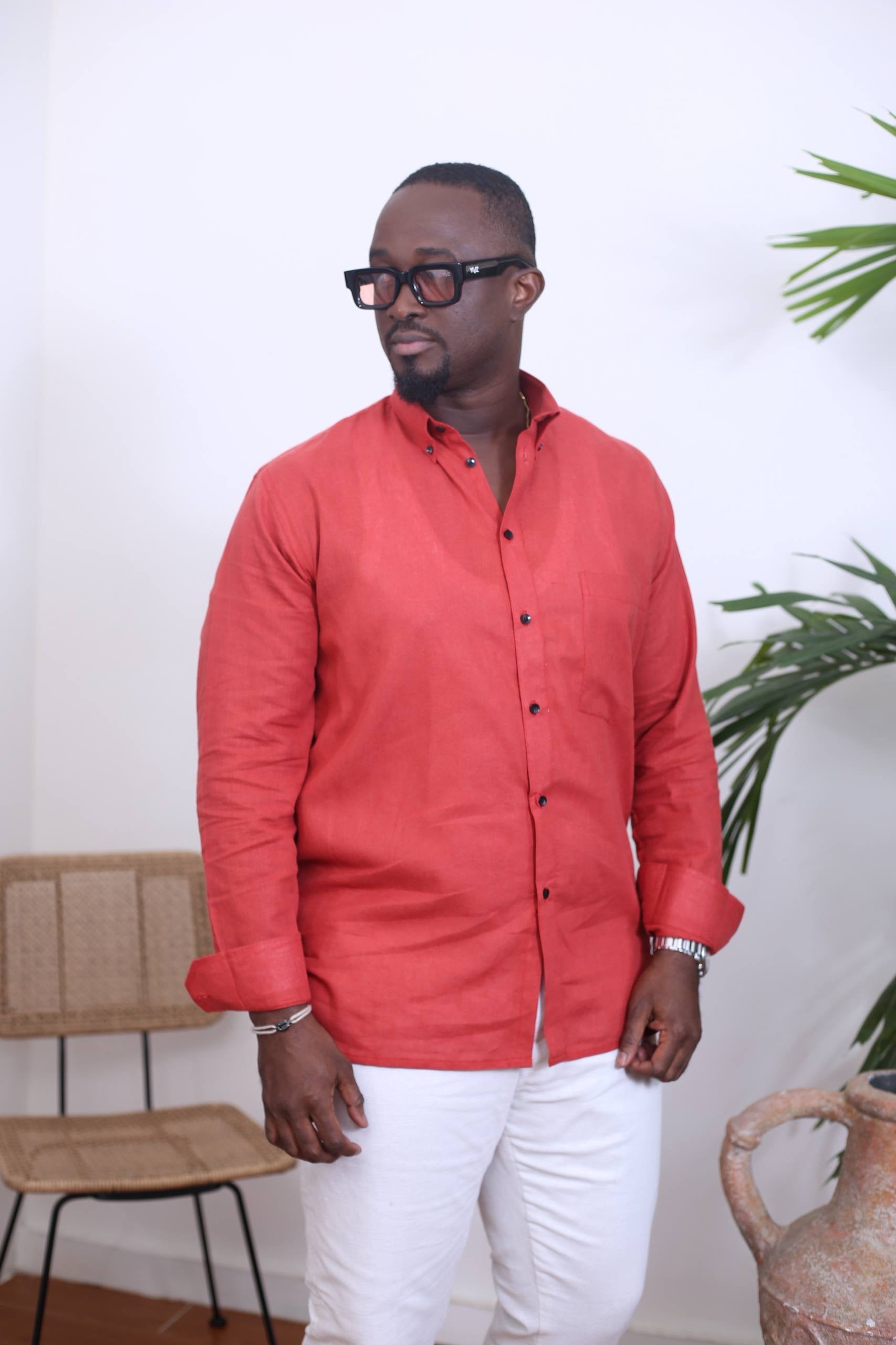 Chemise Mandala II Lin _ Rouge
