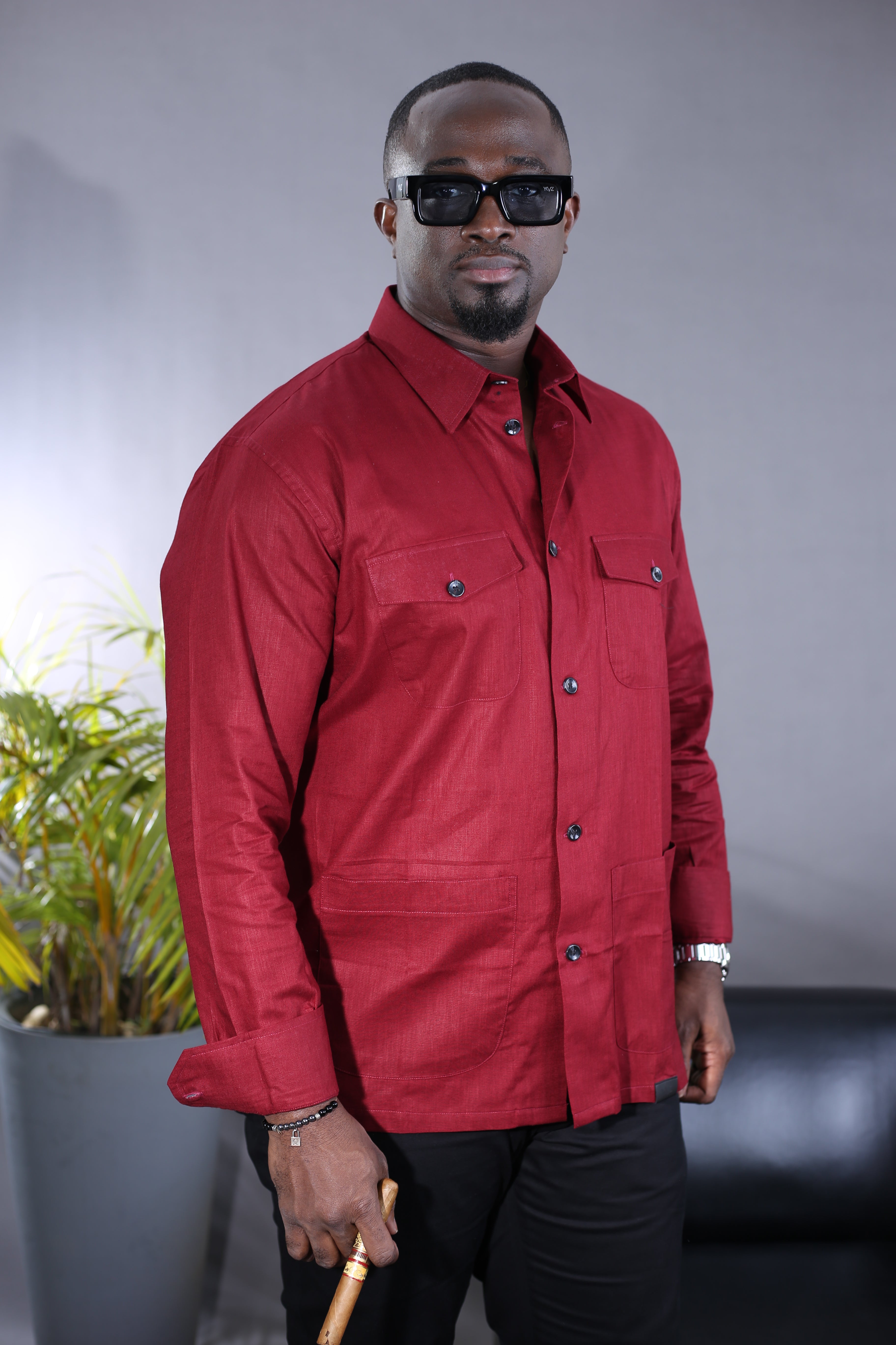 Chemise Mandala II  Lin Rouge Bordeaux