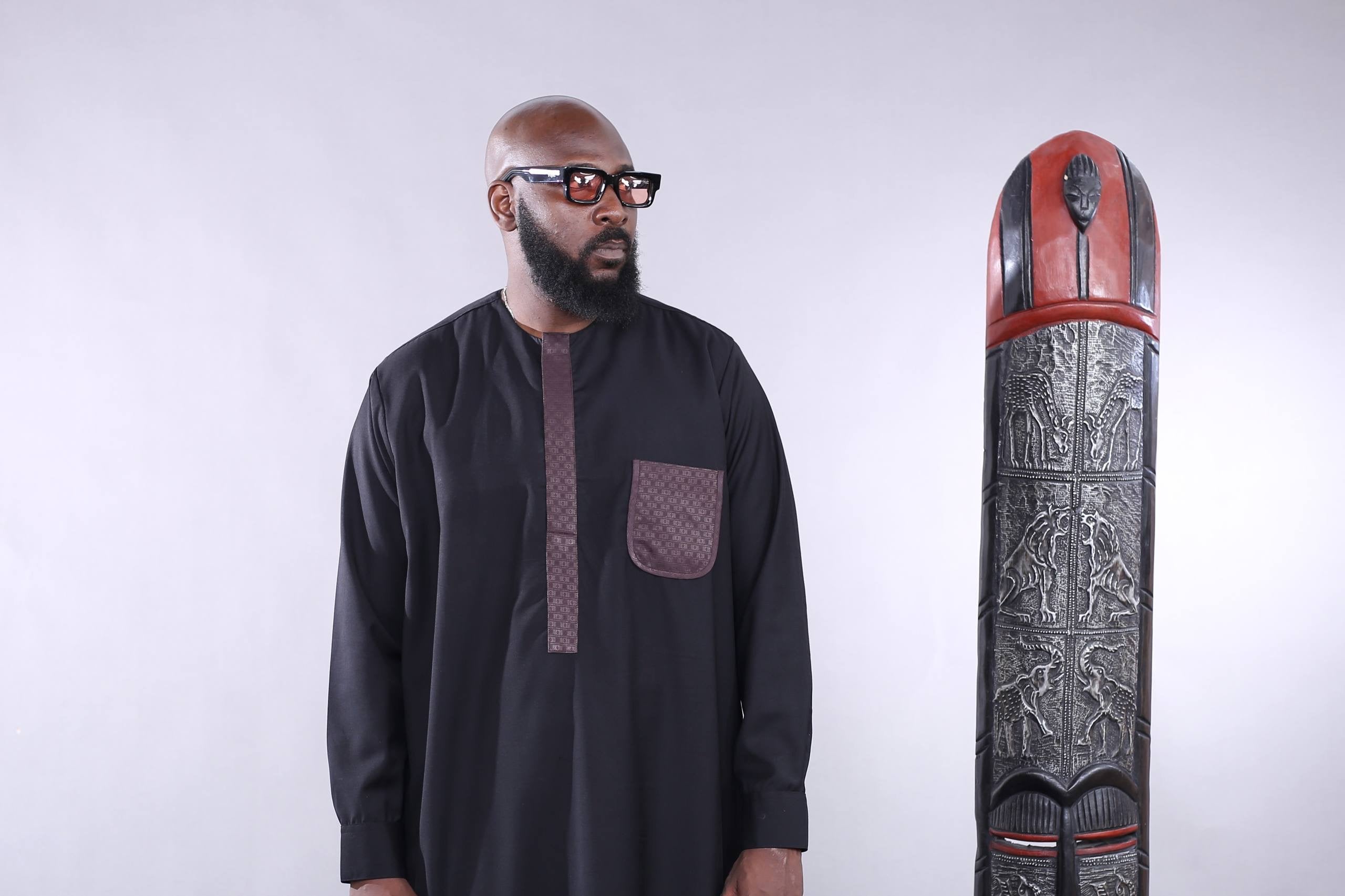 Ensemble Tunique SORAN | Noire détail Marron