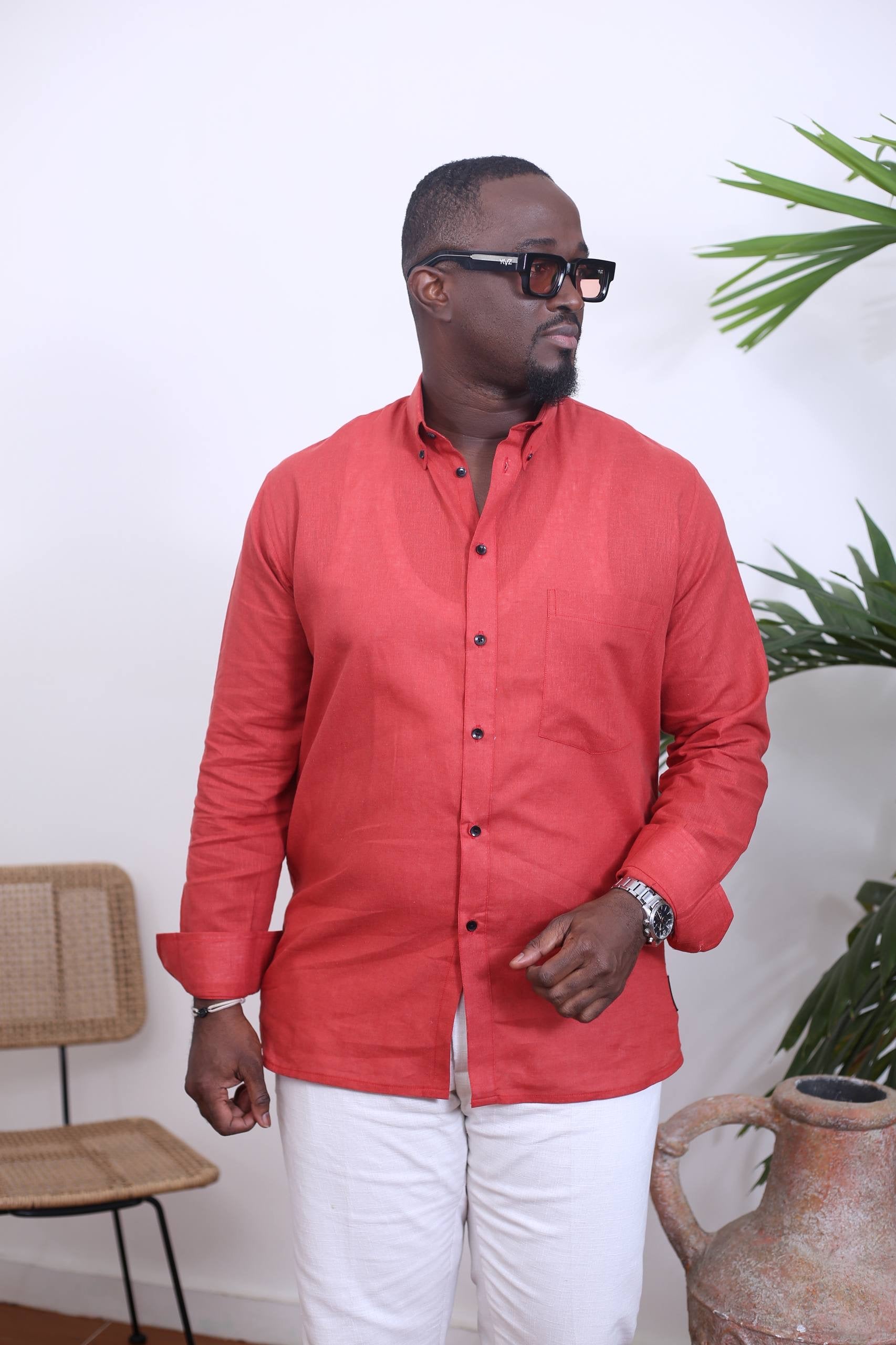 Chemise Mandala II Lin _ Rouge