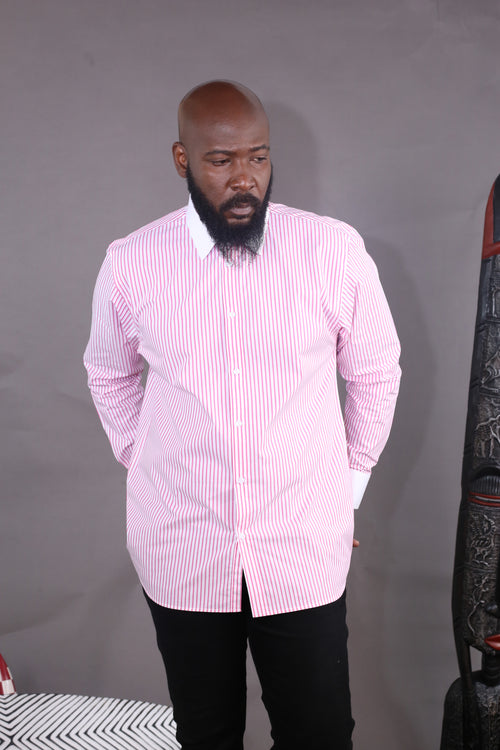 Chemise Wall Street rayures Rose/blanc