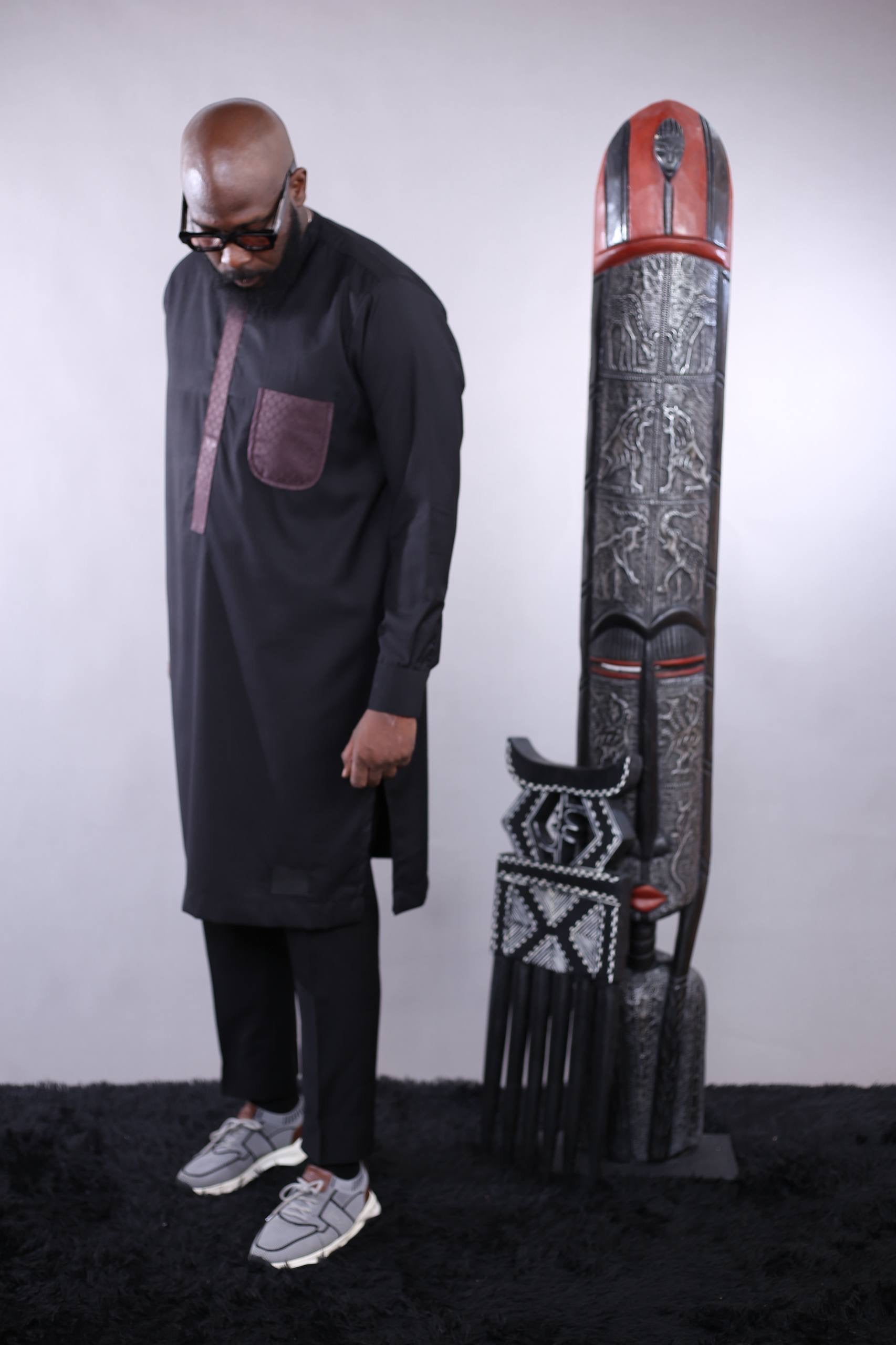 Ensemble Tunique SORAN | Noire détail Marron