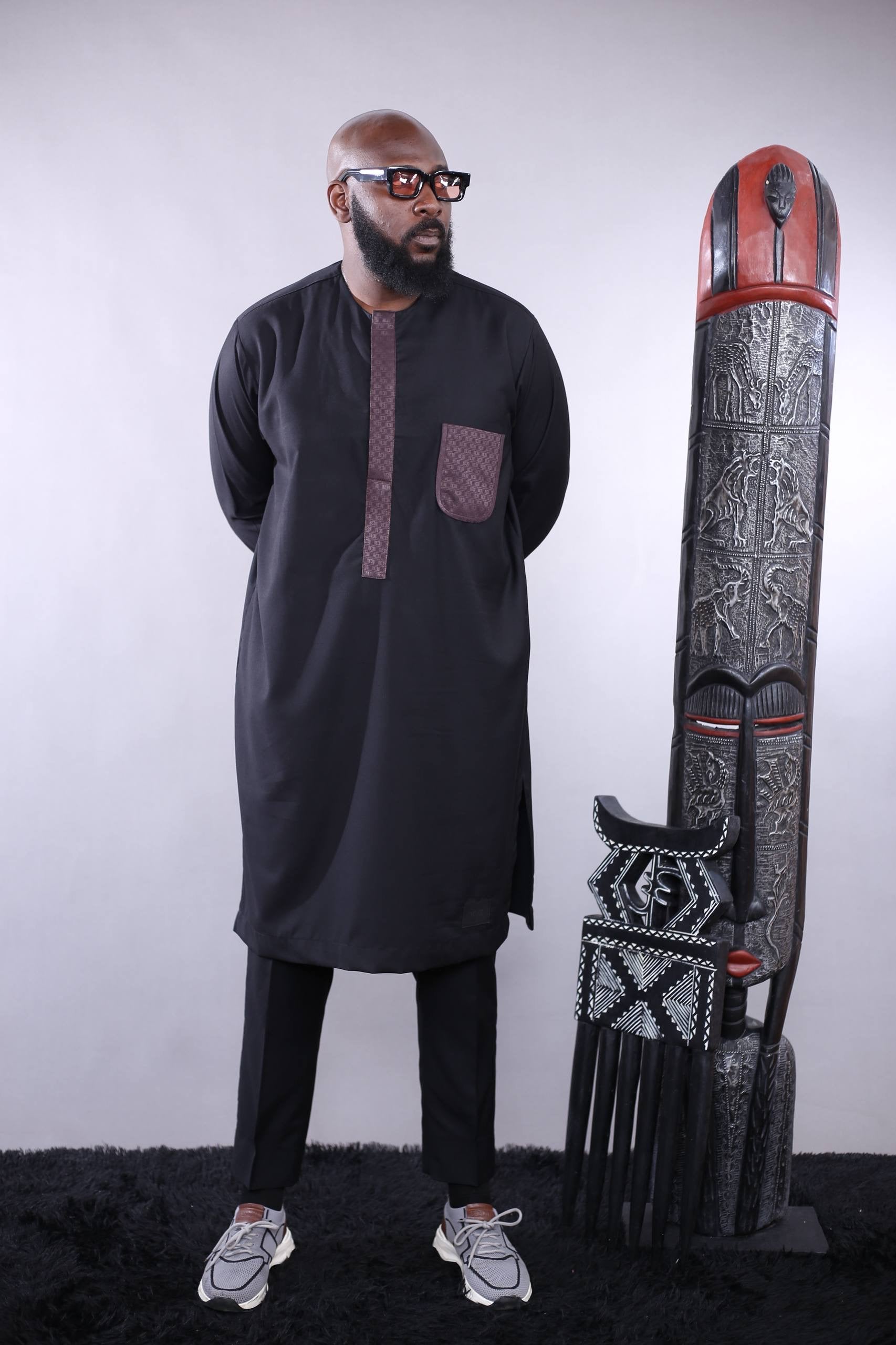 Ensemble Tunique SORAN | Noire détail Marron