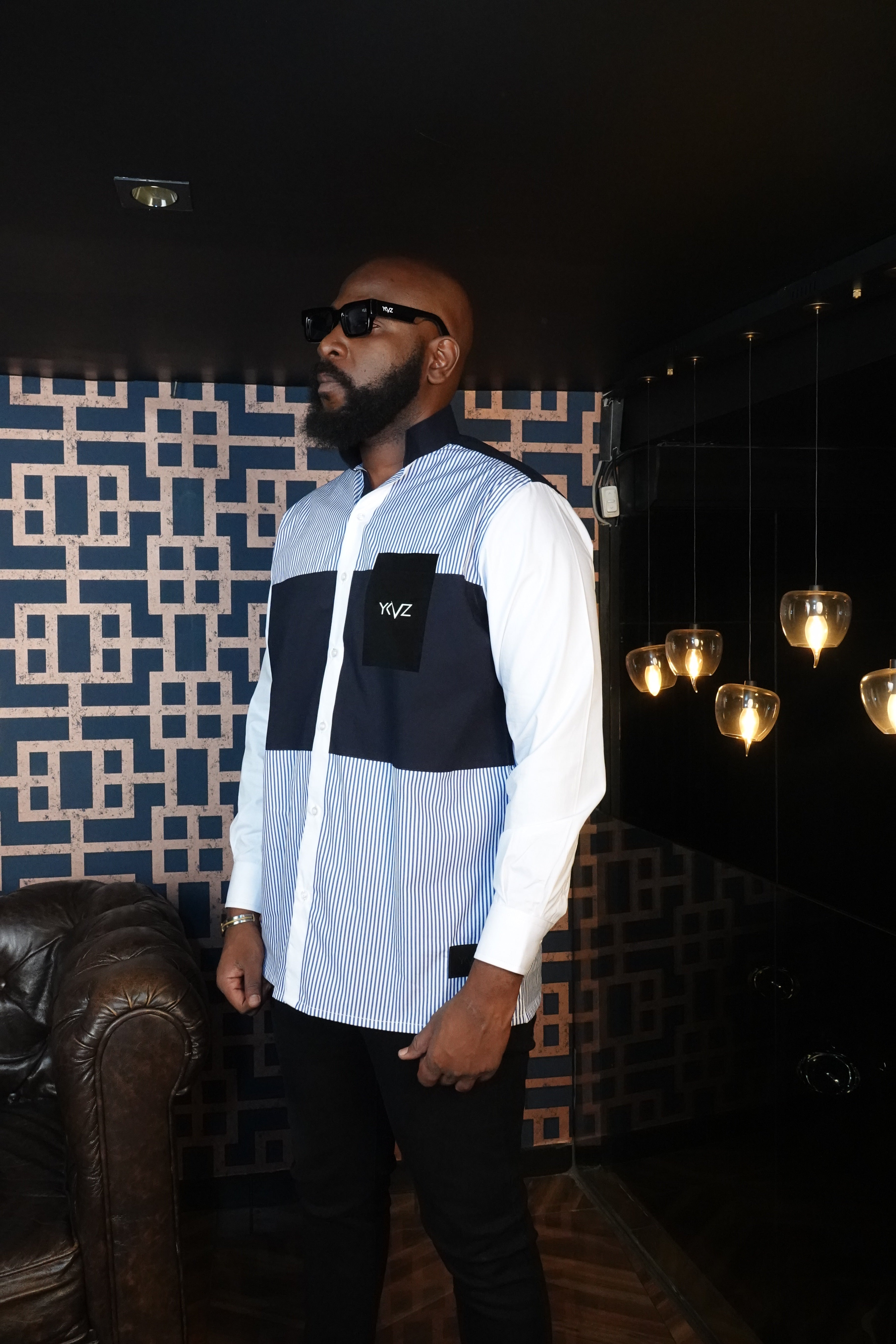 Chemise HARMONIA lI - Bleu contrastées |Signature Classique Noire