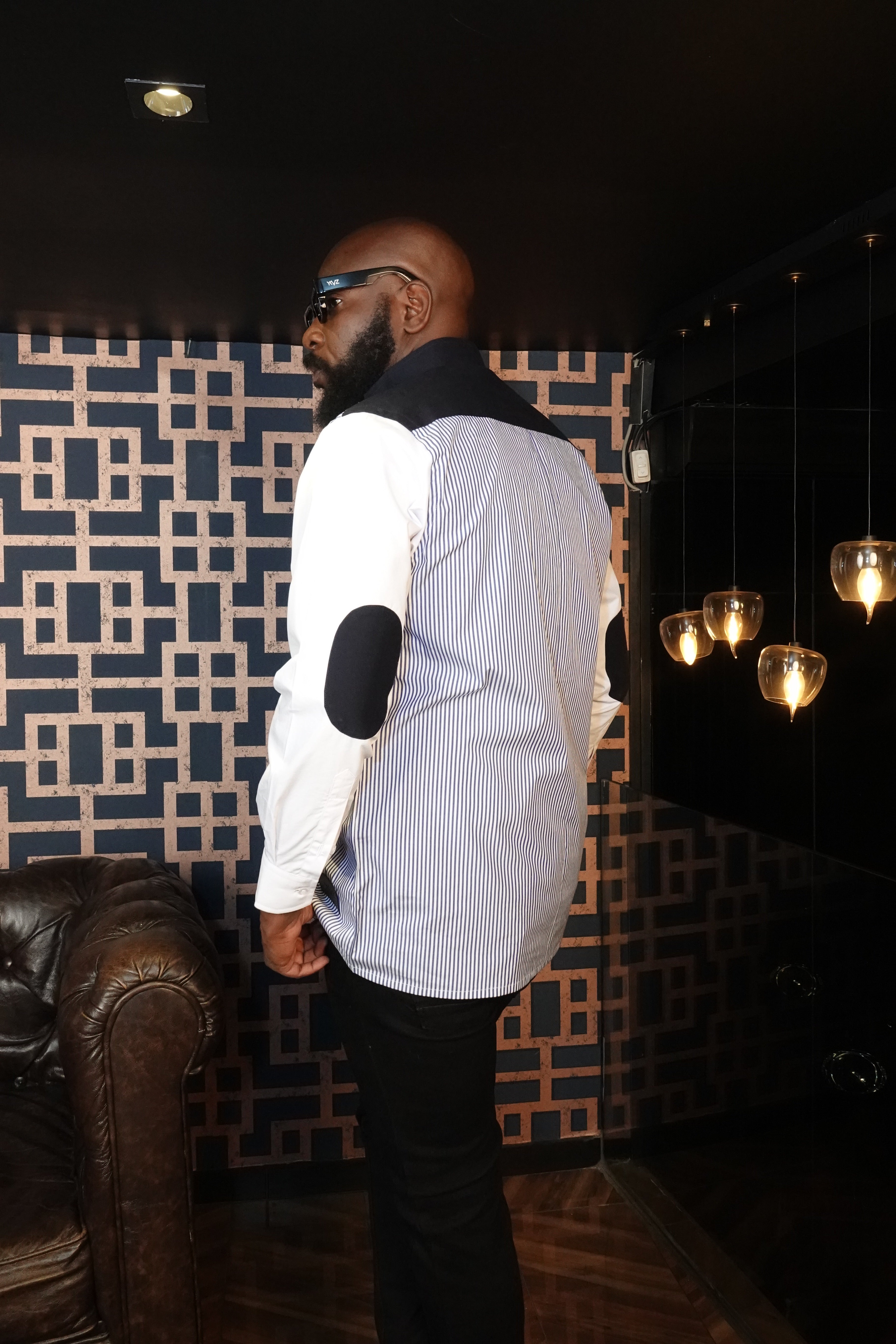 Chemise HARMONIA lI - Bleu contrastées |Signature Classique Noire
