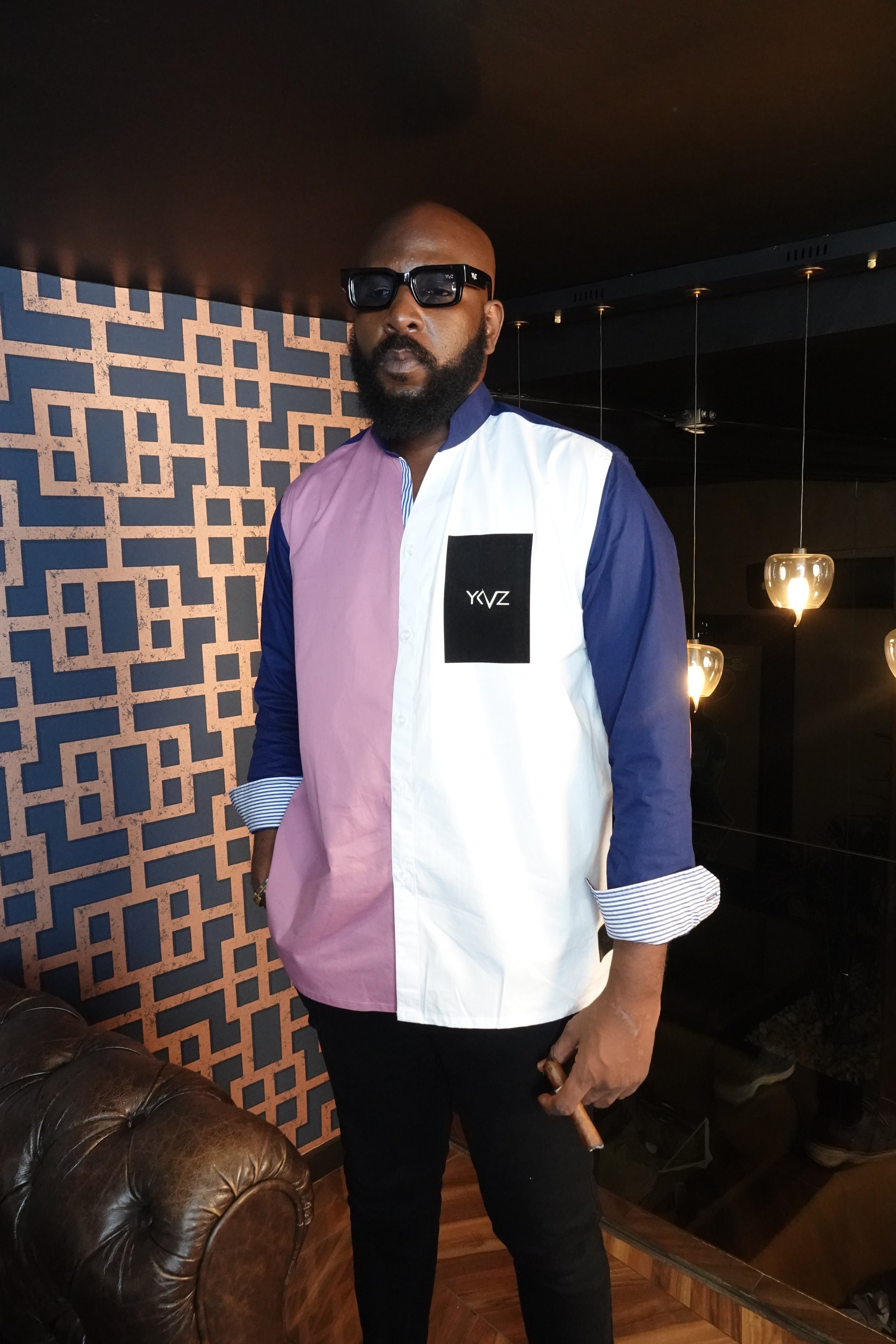 Chemise OSLO lll – Bicolore Bleu Foncé/Rose | Signature Classique Noire